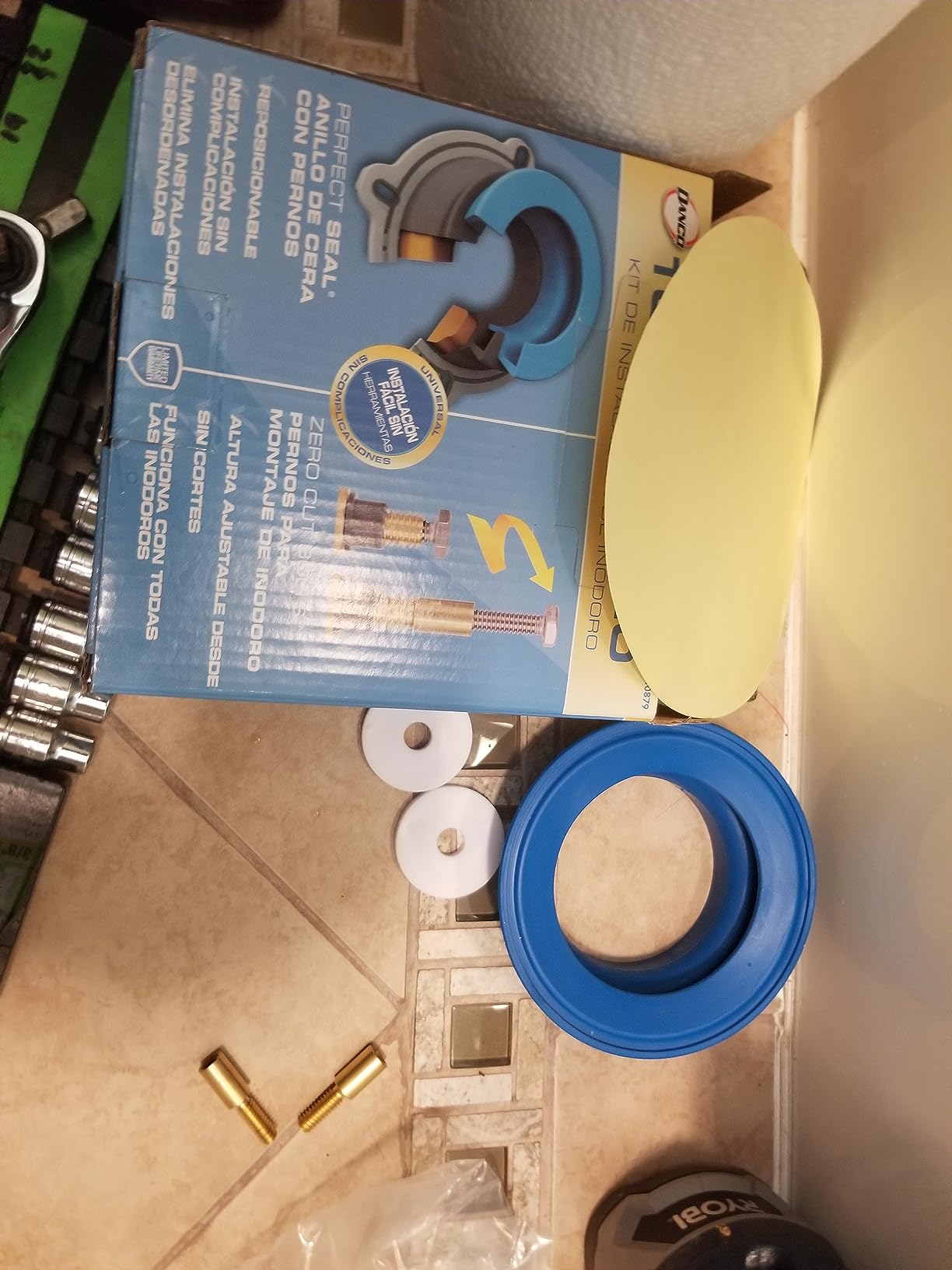 Danco (10879) All-in-One Toilet Installation Kit with Perfect Seal Wax Ring & Zero Cut Bolts, No Mess Install, Complete Kit Includes Bolts and Adapters, 1-Pack customer photo 1