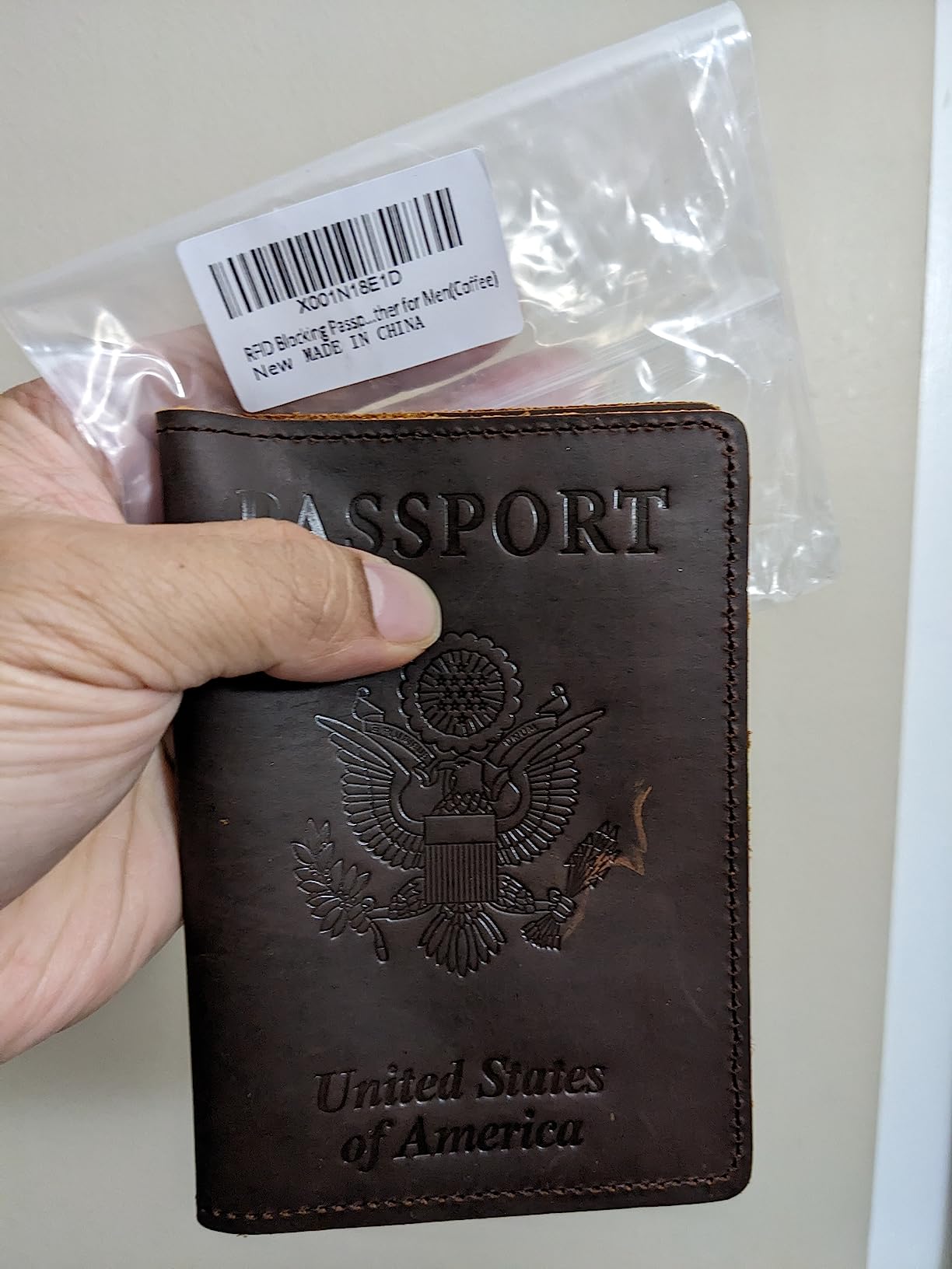 RFID Blocking Passport Holder Travel Wallet - Genuine Crazy Horse Leather for Men(Coffee) customer photo 2