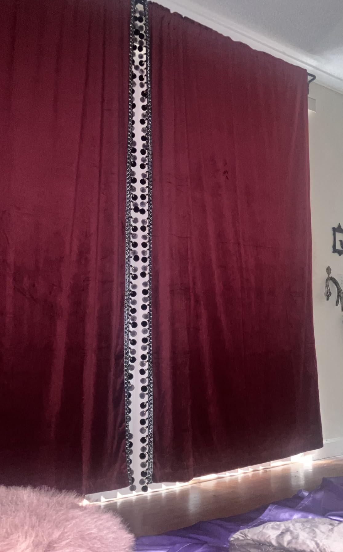 Luxury Velvet Curtains with Tassel Trim, Vintage Bohemian Style, Blackout Drapes with Decorative Tiebacks for Living Room or Bedroom (Burgundy, (52W x 84L) x 2) customer photo 2