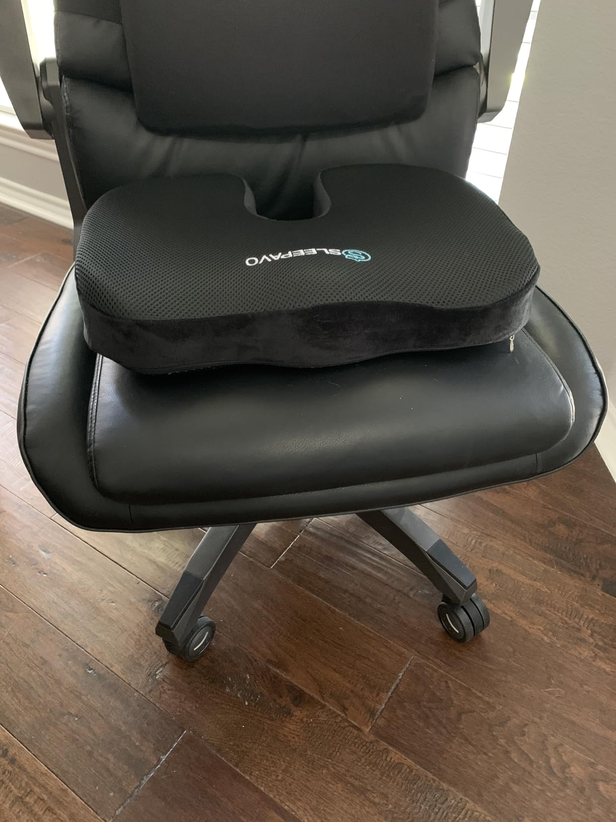 Sleepavo Office Chair Cushion - Seat Cushion for Tailbone Pain Relief - Butt Pillow for Coccyx, Sciatica, and Lower Back Pain - Orthopedic Chair Pad for Lumbar Support in Office Desk, Car, Airplane customer photo 2