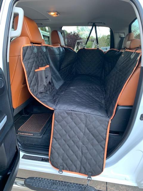 Dog Seat Cover for Pickup Trucks, 900D Heavy Duty Truck Back Seat Cover for Dogs, Waterproof & Non-Slip Pet Car Seat Cover, Fits Ford F150 F250 Ram 1500 GMC Sierra Chevy Silverado Crew Cab customer photo 2