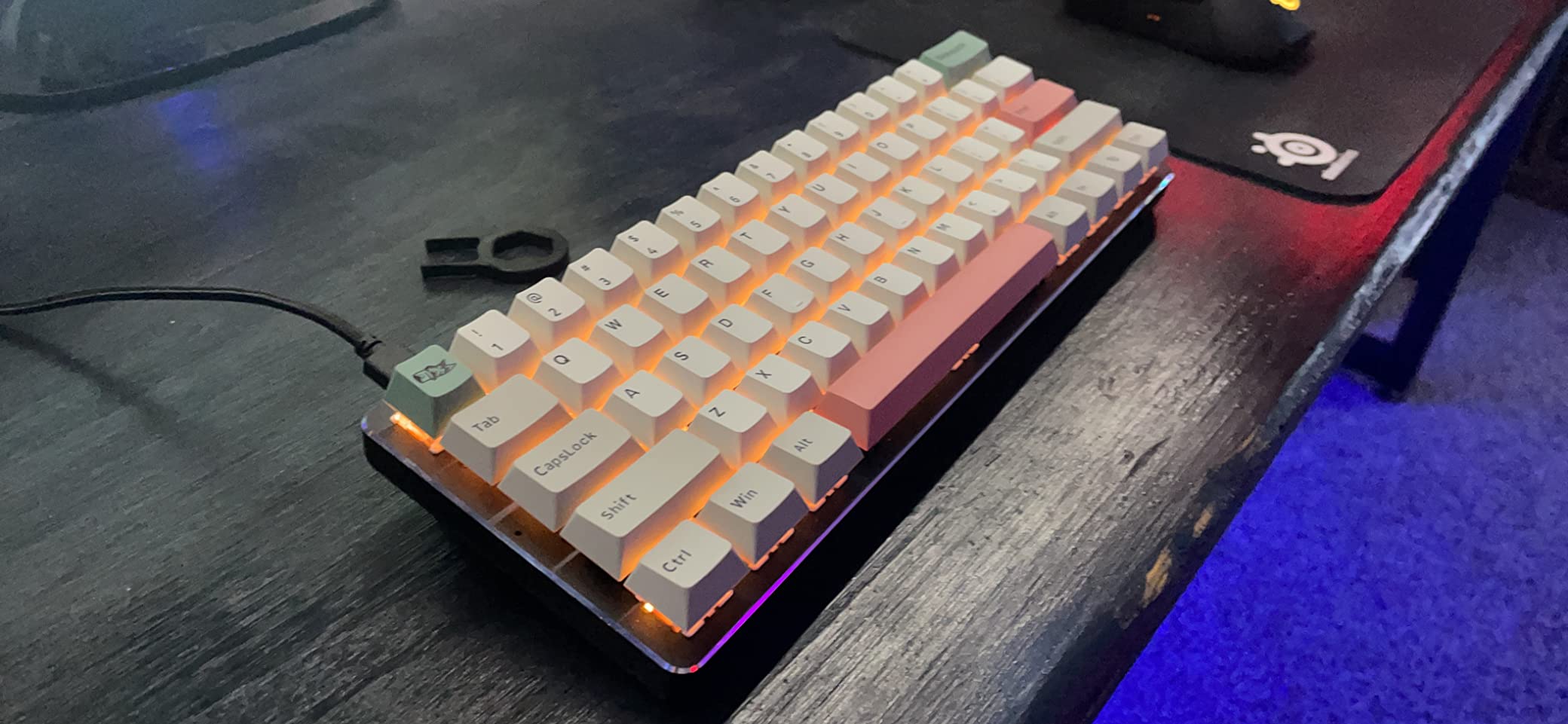 GLORIOUS Custom Gaming Keyboard - GMMK 60% Percent Compact Barebone - USB C Wired Mechanical Keyboard Kit - RGB Hot Swappable Switches & Keycaps - Black Metal Top Plate customer photo 2