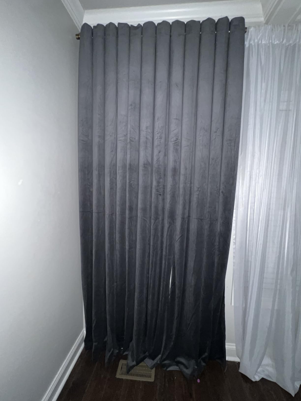 StangH Black Velvet Blackout Curtains Grommet Thermal, W52 x L96, 2 Panels customer photo 2
