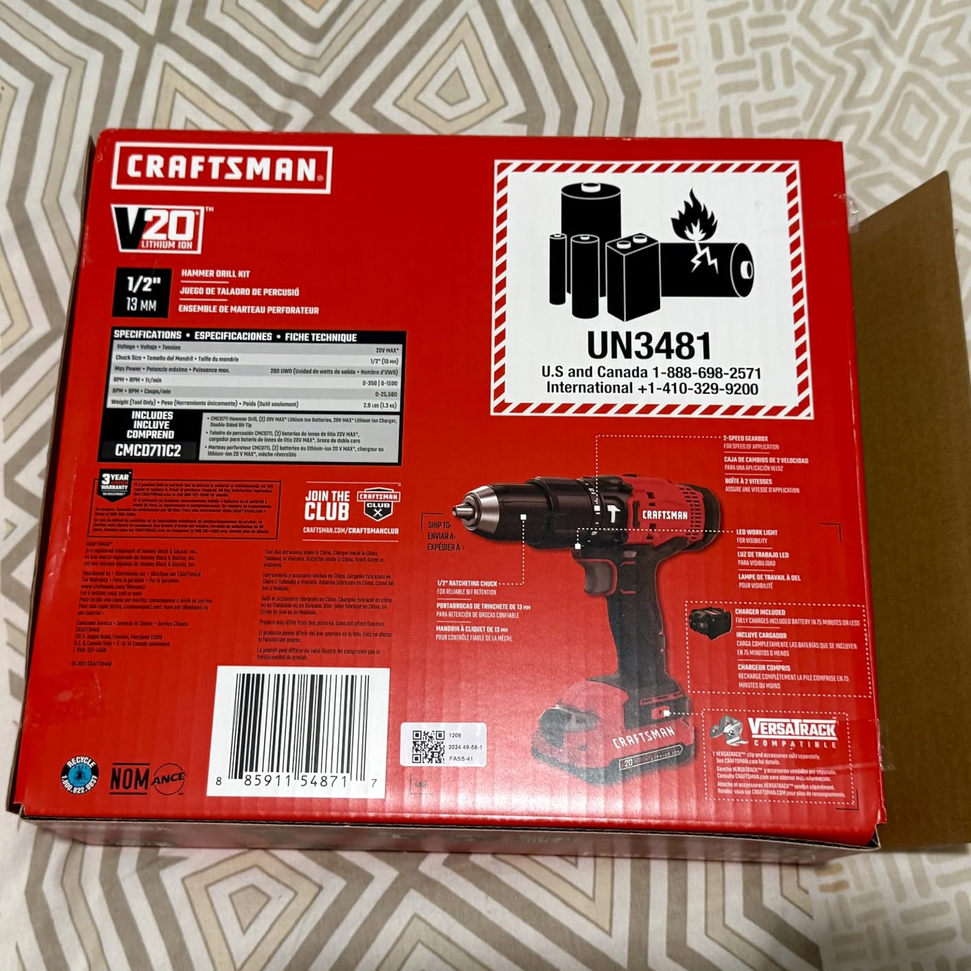 CRAFTSMAN V20 Cordless Hammer Drill Kit, 1/2 inch, 2 Batteries and Charger Included (CMCD711C2) customer photo 2