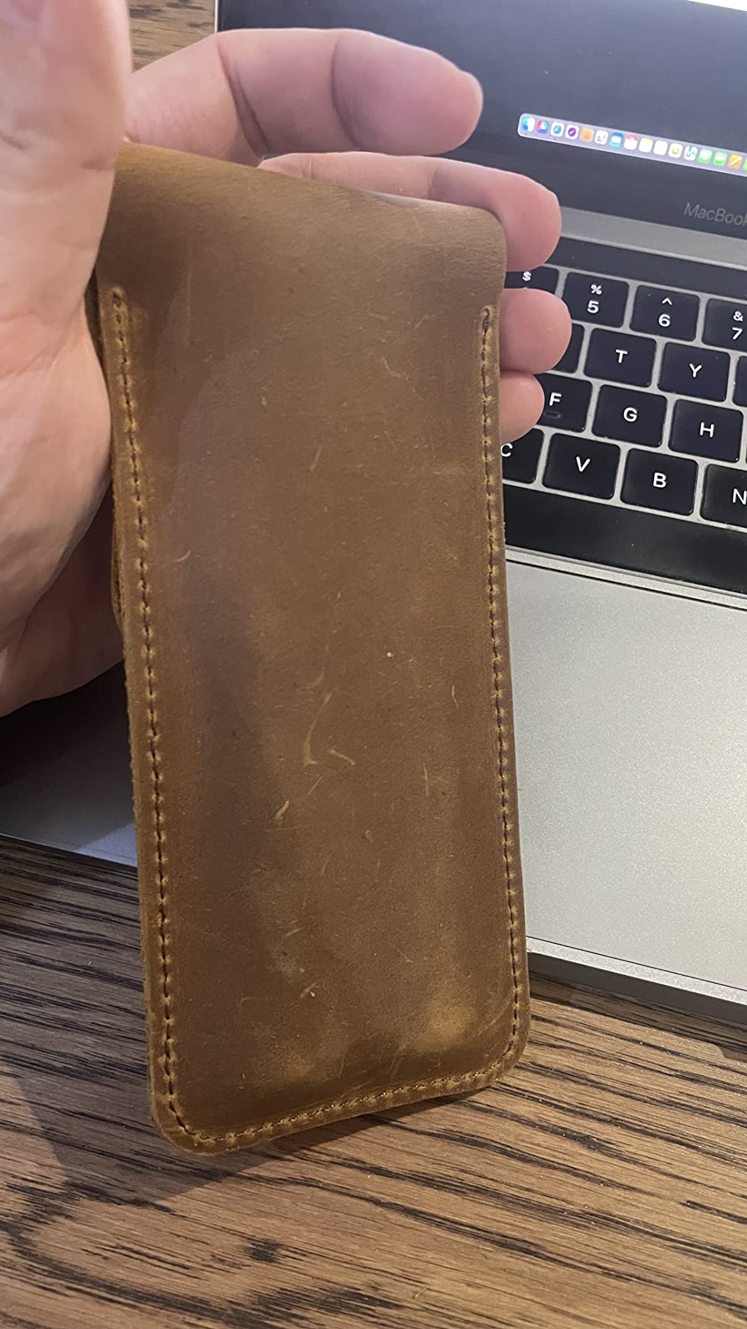 Daimay Leather Pen Case Holder Handmade Fountain Multi Pens Pouch Crazy Horse Leather Pen Protective Sleeve Cover Large - Dark Brown customer photo 1