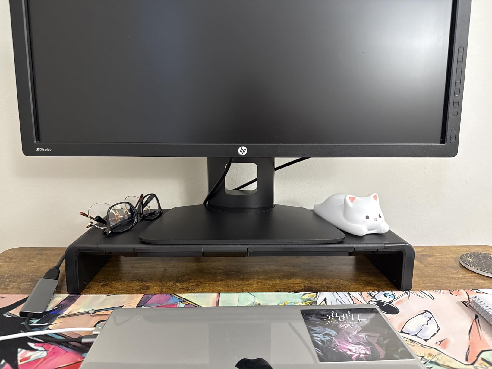 Klearlook Computer Monitor Stand for Desk, Adjustable Foldable Monitor Riser with Storage Drawer & Tablet Phone Holder for Office, Home, Laptop, Desktop (Black) customer photo 1