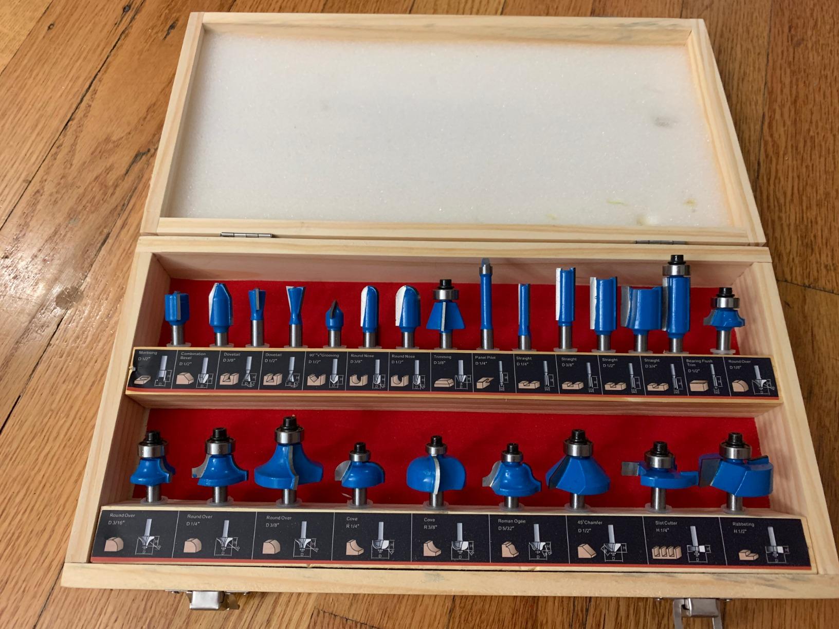 Router Bits Sets of 24A Pieces 1/4 Inch Shank Router Bit Set T Shape - for Commercial Users and Beginners… customer photo 1