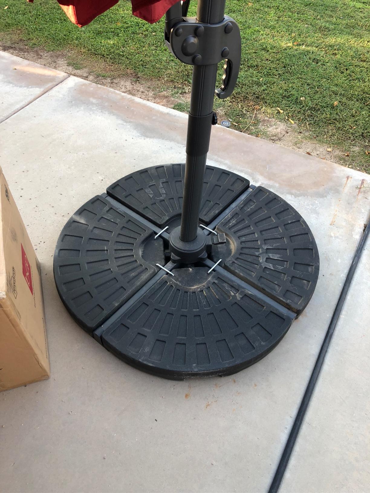 Best Choice Products 4-Piece 158lb Capacity Cantilever Offset Patio Umbrella Circular Base Stand w/Carry Handles, Easy-Fill Spouts, Base Connector Hooks, UV Stability - Black customer photo 1