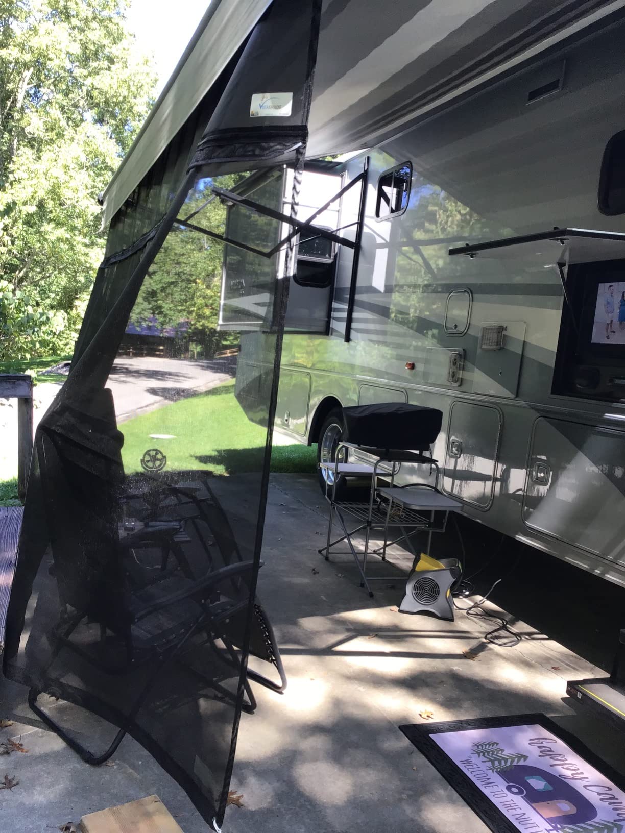 ShadePro - Vista Shade - RV Awning Shade Screen - Zipper Sun Screen Installs in Seconds - Solar Mesh Blocks 87% of Sunlight - The Original Camper Sunscreen Shade for Awnings - 13' x 7' - Black customer photo 1
