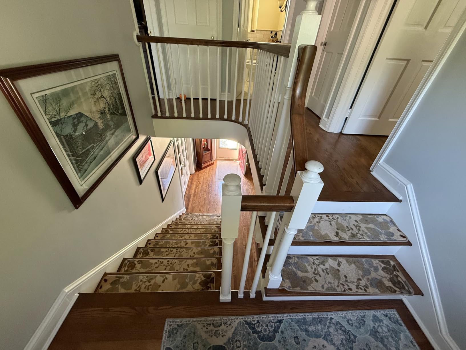 Oak Valley Designs™ Rounded Bullnose Carpet Stair Treads - Anti Slip Indoor Stair Mats for Wooden Stairs, Style: Bayside Charm, Wood Grain 31