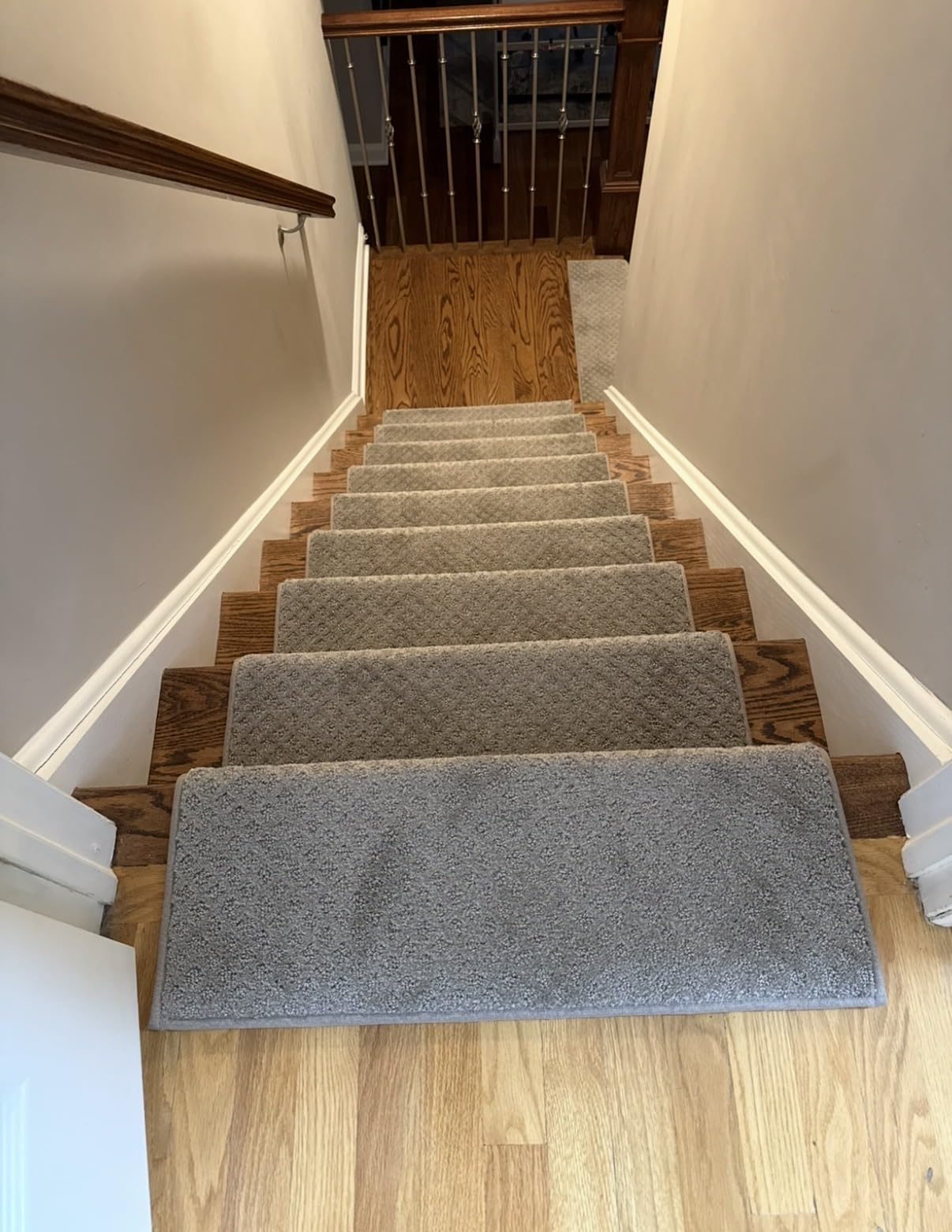 Oak Valley Designs™ Rounded Bullnose Carpet Stair Treads - Anti Slip Indoor Stair Mats for Wooden Stairs, Style: Bayside Charm, Wood Grain 31