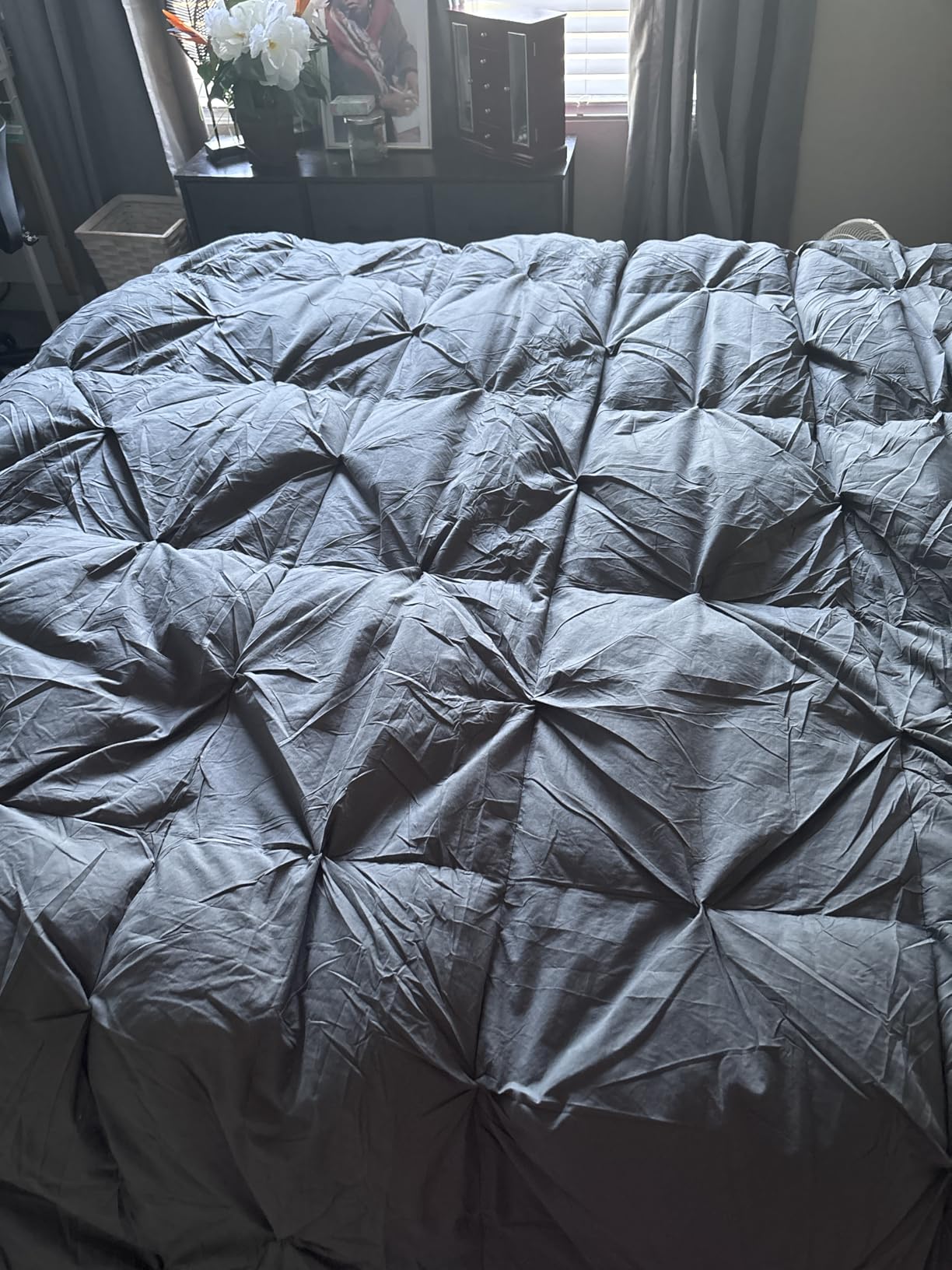 Three Geese Pinch Pleat Waterfowl Feathers Down Comforter King Size Duvet Insert, 1200TC 100% Cotton Fabric, Premium All Seasons White Hotel Warm Comforter with 8 Tabs. customer photo 1