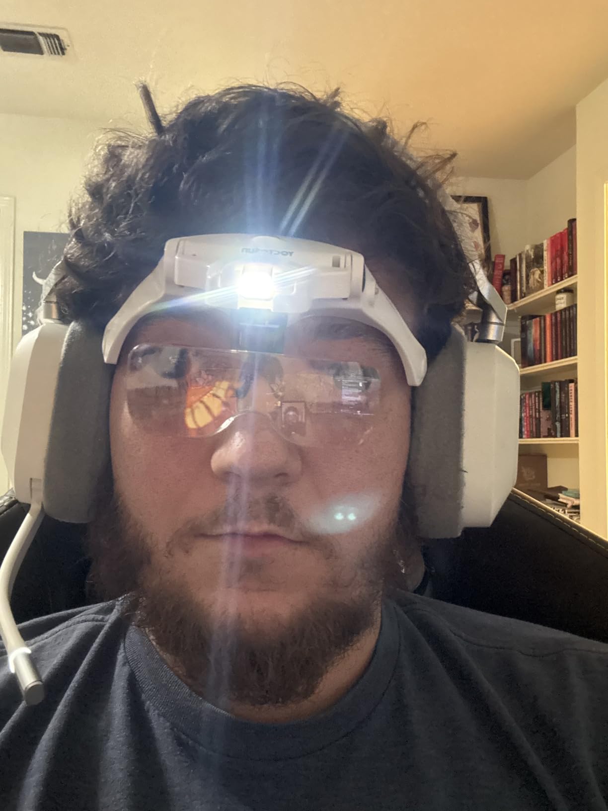 YOCTOSUN Magnifying Glass with Light, LED Head Magnifier 5 Lenses 1.0X-3.5X | Rechargeable Hands Free Headset Magnifying Glasses 2 Led, Jeweler's Loupe Light Bracket Headband Interchangeable customer photo 2