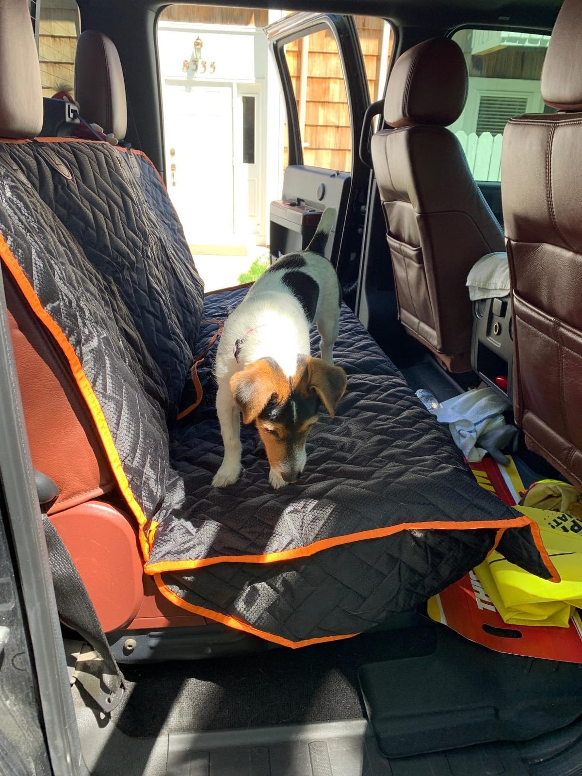 Heavy Duty Back Seat Cover for Truck , 100% Waterproof & Odor-Free Dog Seat Protector for F150 F250 Chevy Silverado Ram Sierra, Scratch-proof Eco-Friendly Back Seat Cover for Dogs, Kids, Tools & Gear customer photo 1