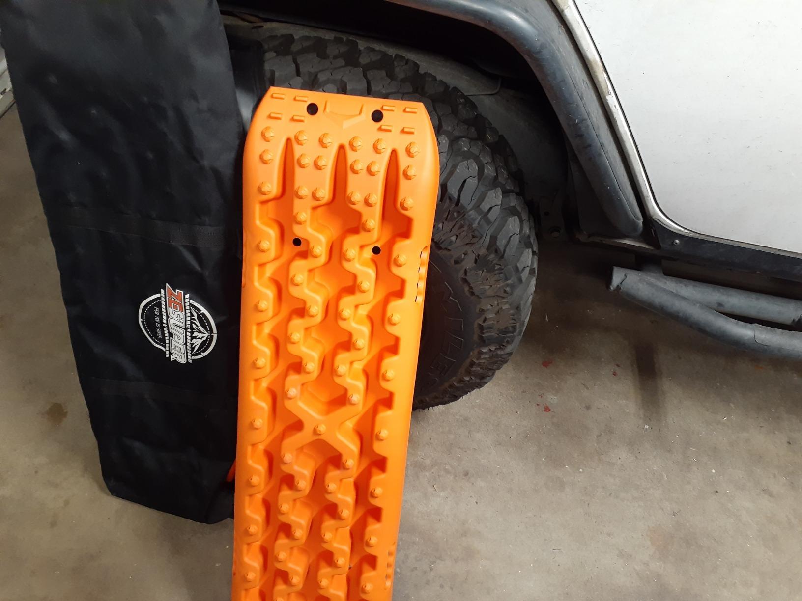 ZESUPER Recovery Traction Tracks for Off-Road Mud, Sand, Snow Tire Ladder Traction Track Vehicle Extraction Traction Mats (Pack of 2)(Orange) customer photo 1