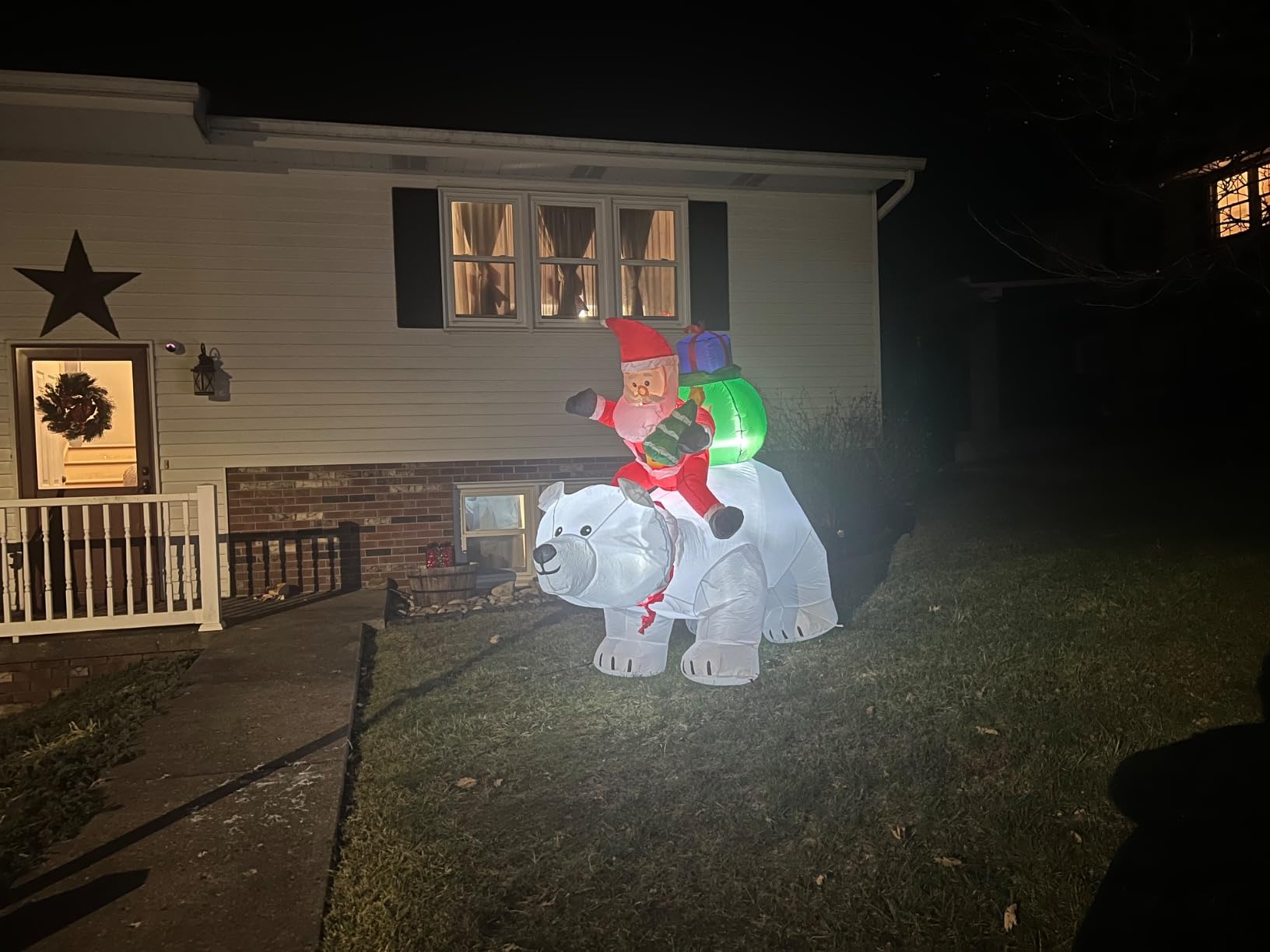 GOOSH 6 FT Christmas Inflatables Santa Clause Riding Bear with Shaking Head Outdoor Decorations Blow Up Yard Decor with LED Lights for Xmas Holiday Party Indoor Garden Lawn Décor customer photo 2