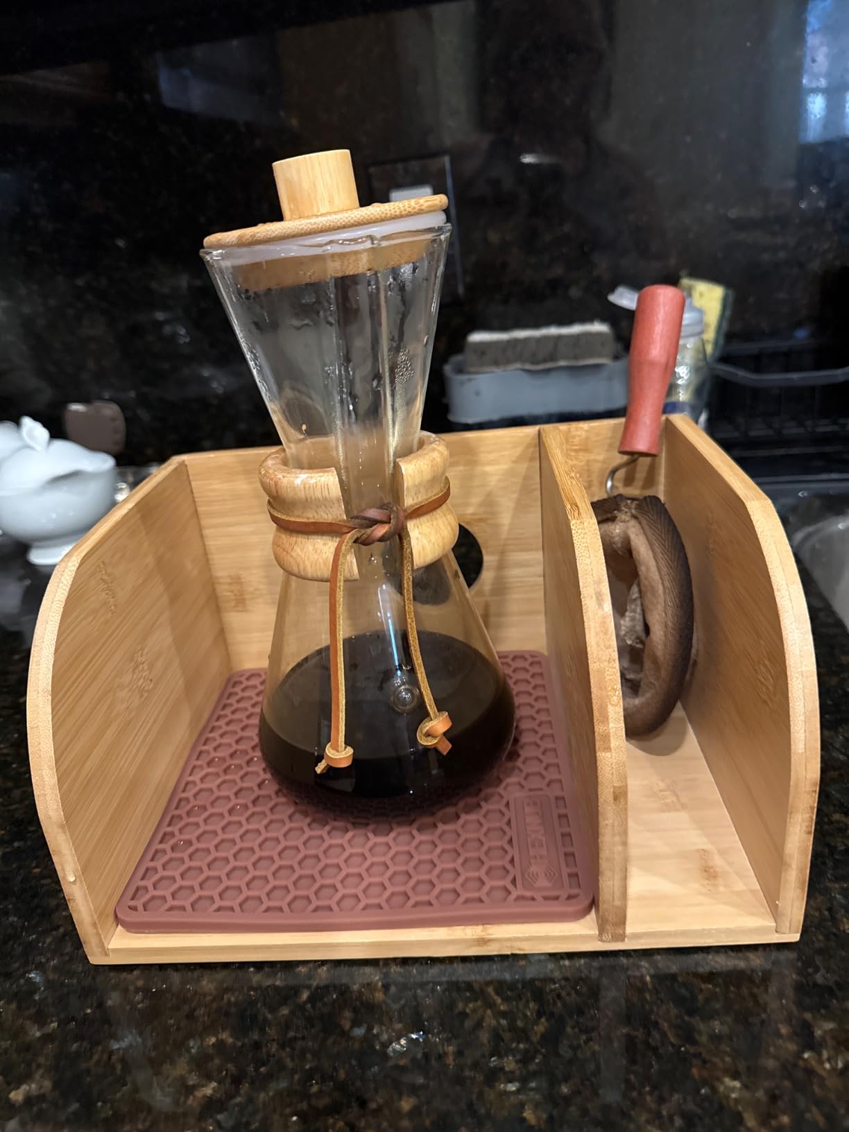 HEXNUB Pour Over Caddy for Chemex Bodum Cosori Coffee Makers Brown customer photo 1