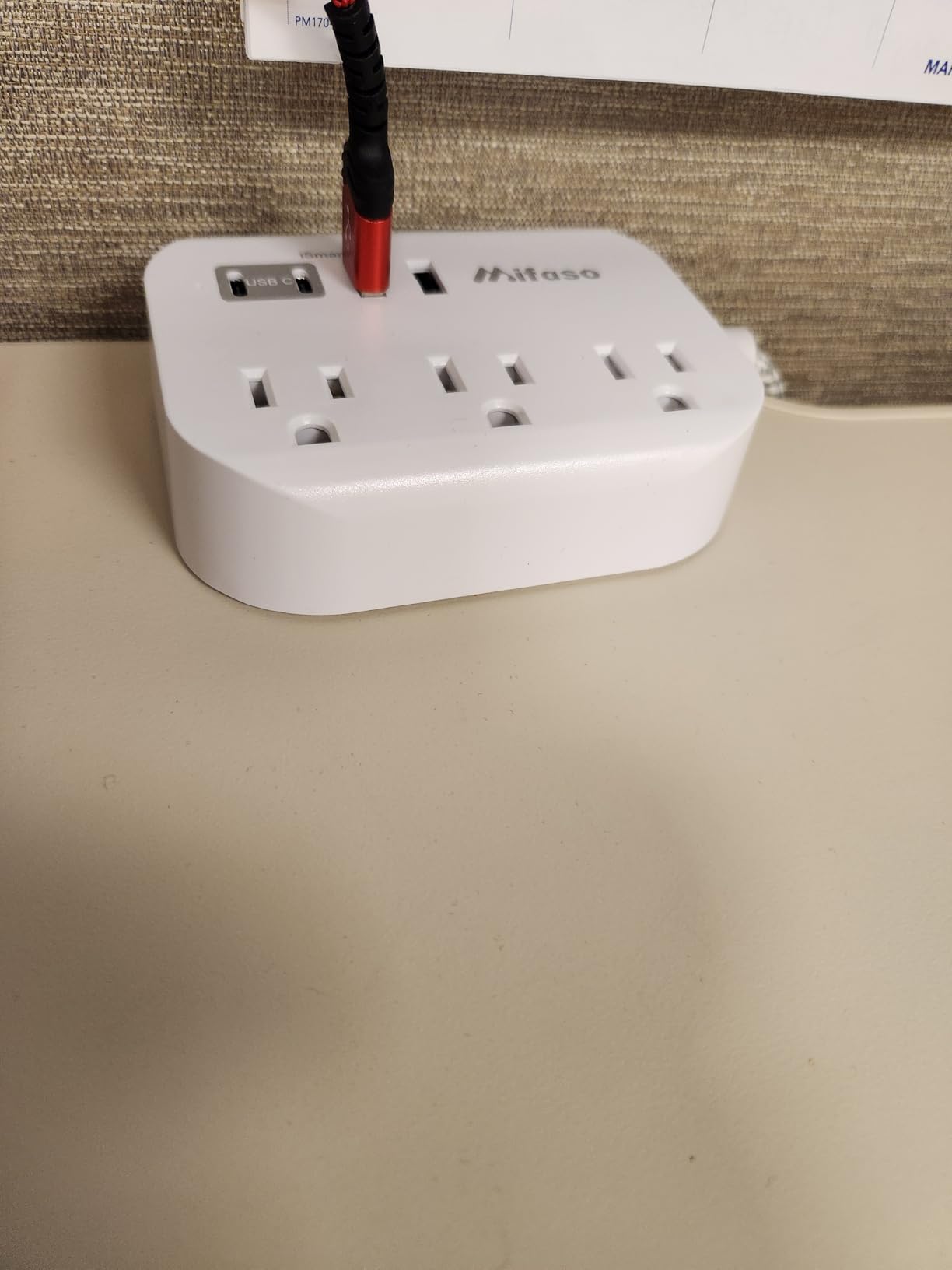 Travel Essentials, Power Strip with USB, Compact Flat Plug Extension Cord customer photo 2