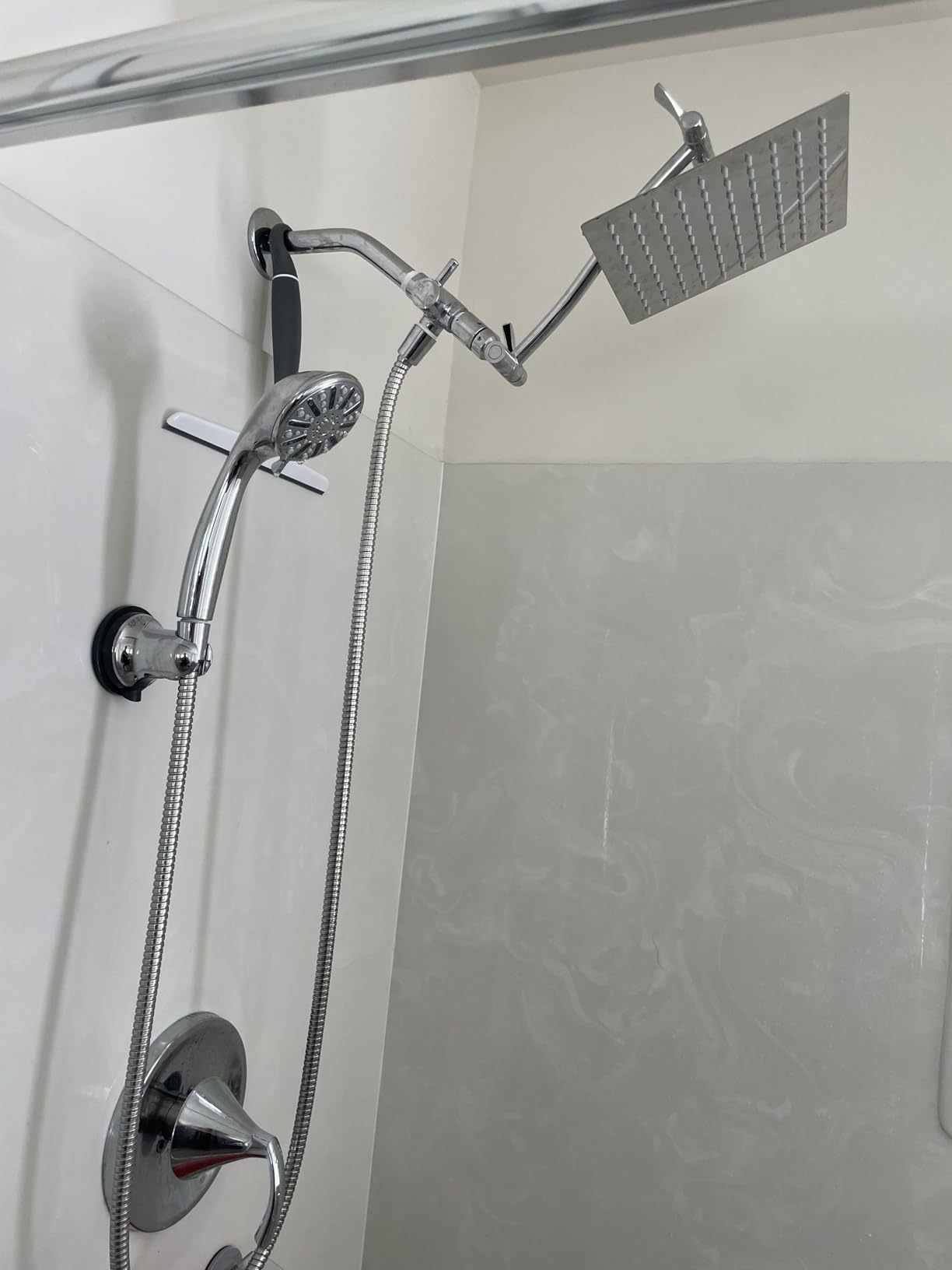 NearMoon Rain Shower Head, High Flow Stainless Steel Square Rainfall Shower, Waterfall Bath Shower Body Covering, Ceiling or Wall Mount (16 Inch, Matte Black) customer photo 1