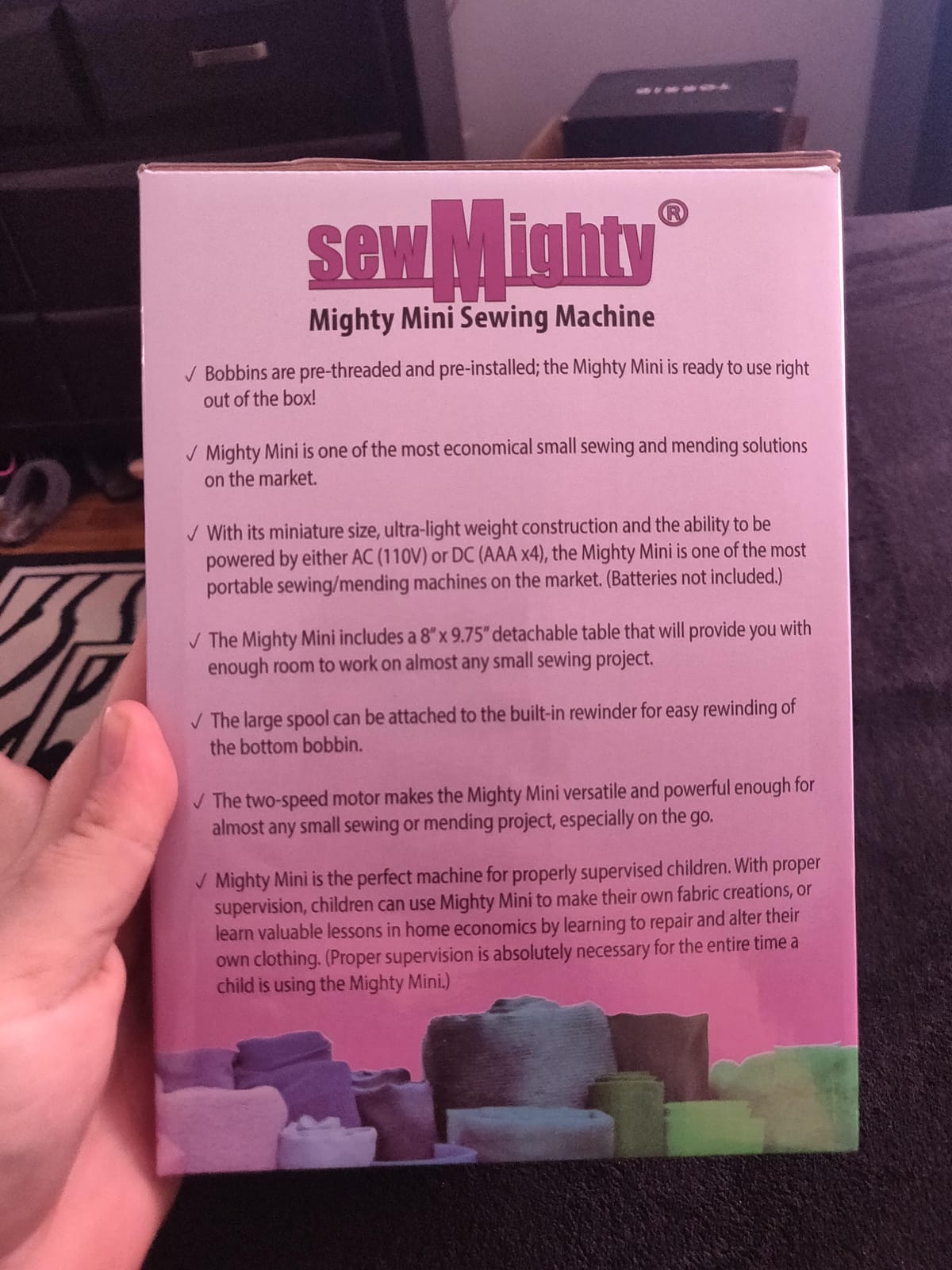 Mini Sewing Machine for Kids, Beginners, Travel & More- Portable, Battery Powered, use for Traveling, Quick Repairs, Small Projects & Children– Dual-Speed, AC & DC power, Foot Pedal & More customer photo 1