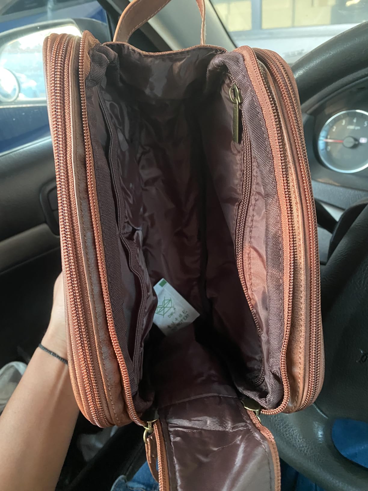 Elviros Toiletry Bag for Men PU Leather Shaving Dopp Kit (Large,Brown) customer photo 1