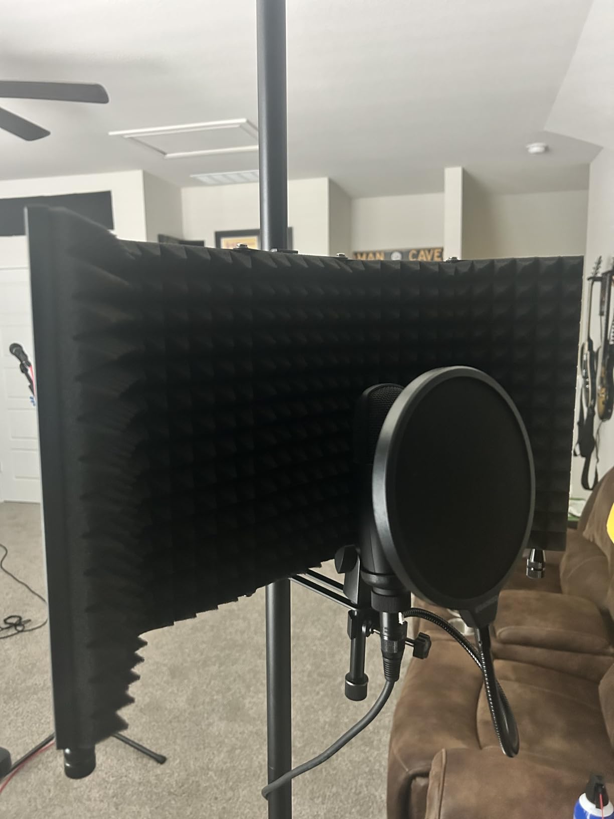 Aokeo Studio Recording Microphone Isolation Shield with Pop Filter & Tripod Stand, High Density Absorbent Foam to Filter Vocal, Foldable Sound Shield for Blue Yeti and Condenser Microphones customer photo 2