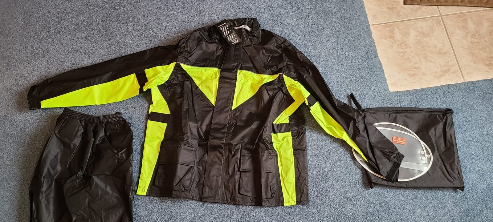 iCreek Motorcycle Rain Suit Waterproof Windproof Reflective Strip Rain Gear | Nano Oxford 500D fabric, tear-resistant, high visibility strips, adjustable brim, Unisex for riding, camping, fishing, hiking customer photo 1