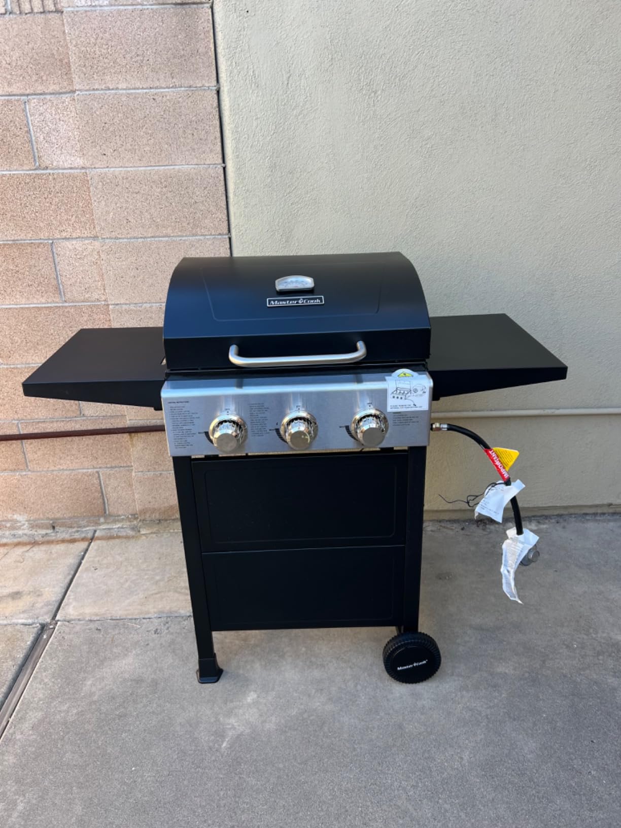 MASTER COOK 3 Burner BBQ Propane Gas Grill, 472 Sq. In. Cooking Area, 30,000 BTU Stainless Steel Barbecue Grill with Two Foldable Shelves for Outdoor Patio, Backyard customer photo 2