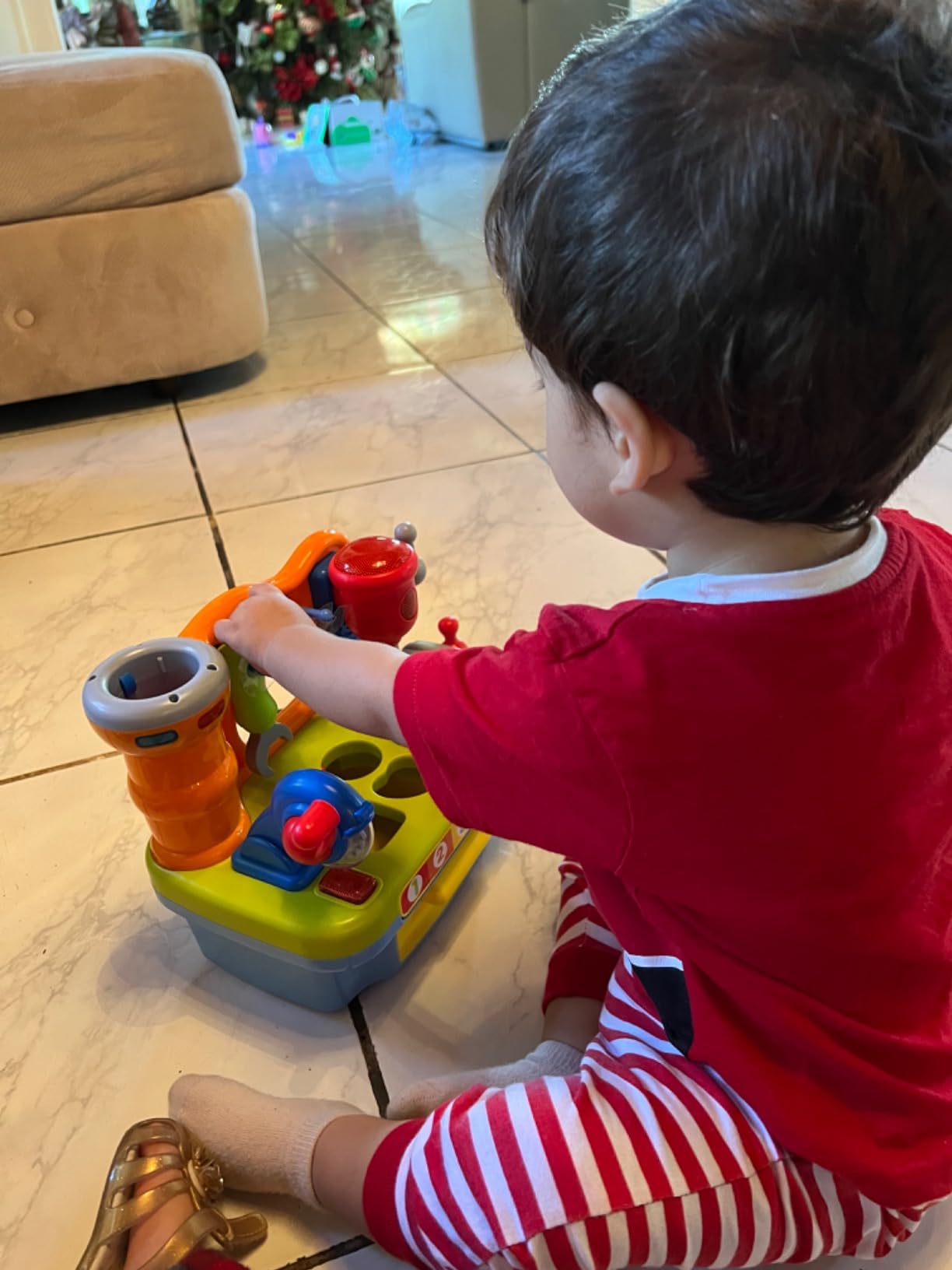 Toys for 1 Year Old Boy, Musical Toy Tool Bench, 1 2 3 Years old Boy Gifts - Montessori Toys with Sound Lights Effect, Shape Sorter, Engineer Pretend Play Workbench customer photo 1
