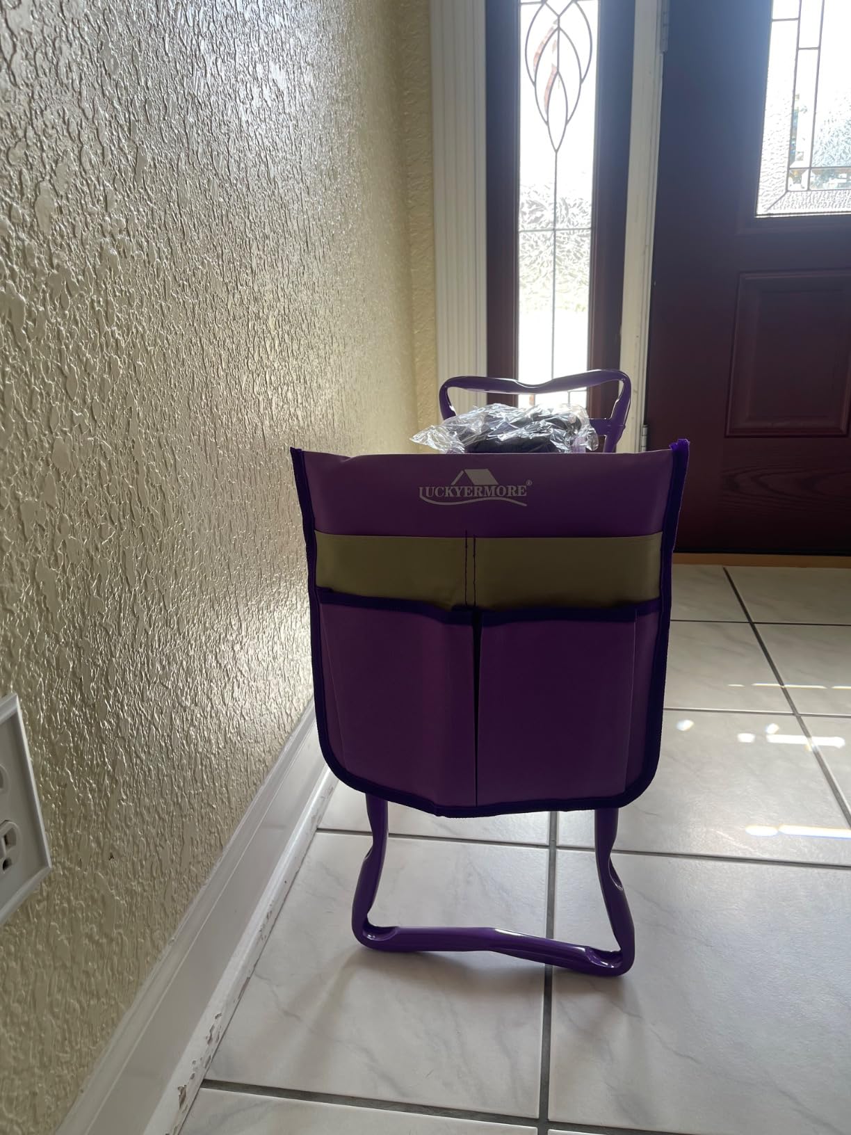LUCKYERMORE Garden Kneeler and Seat Folding Kneeling Bench Stool with Tool Pouches Soft EVA Foam for Gardening,Asiento Garden Kneeler,Brown customer photo 1
