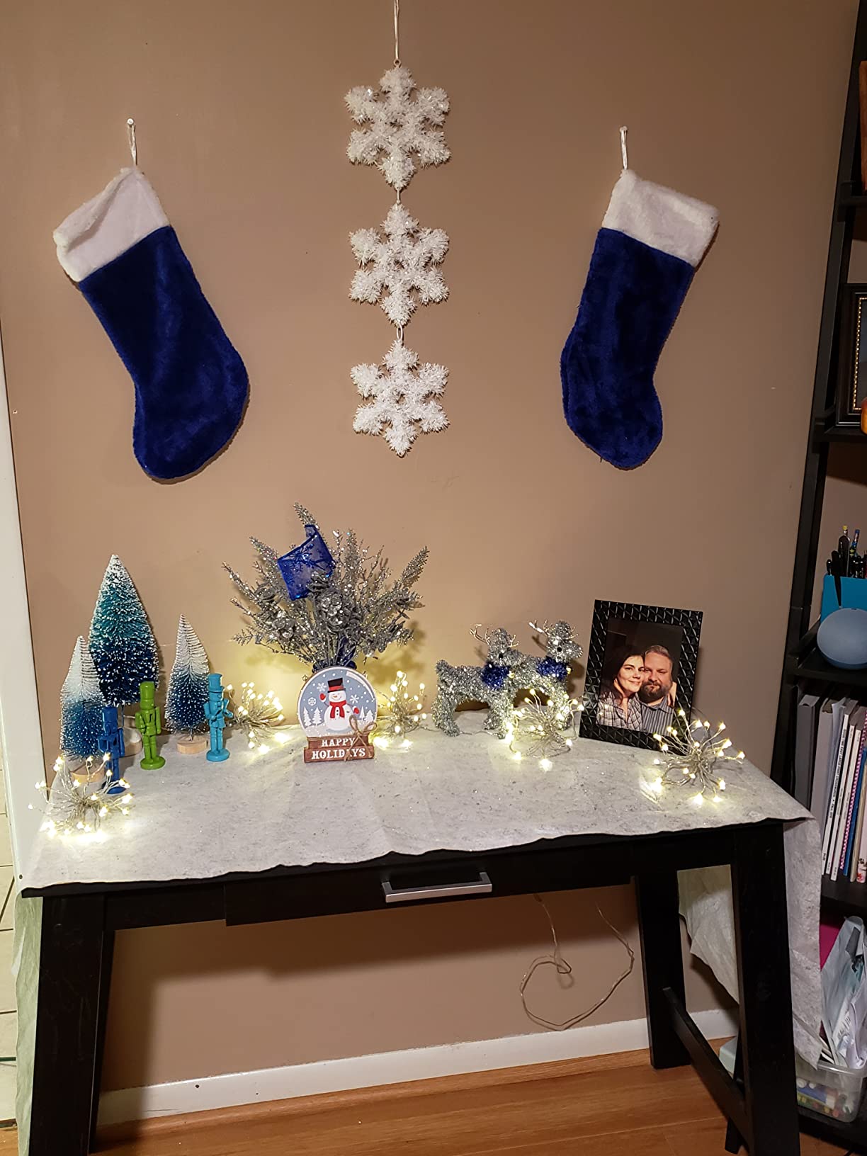 Iconikal 4-Pack Blue Plush Fabric Christmas Stocking, 18-inches Tall, Festive Decor customer photo 2