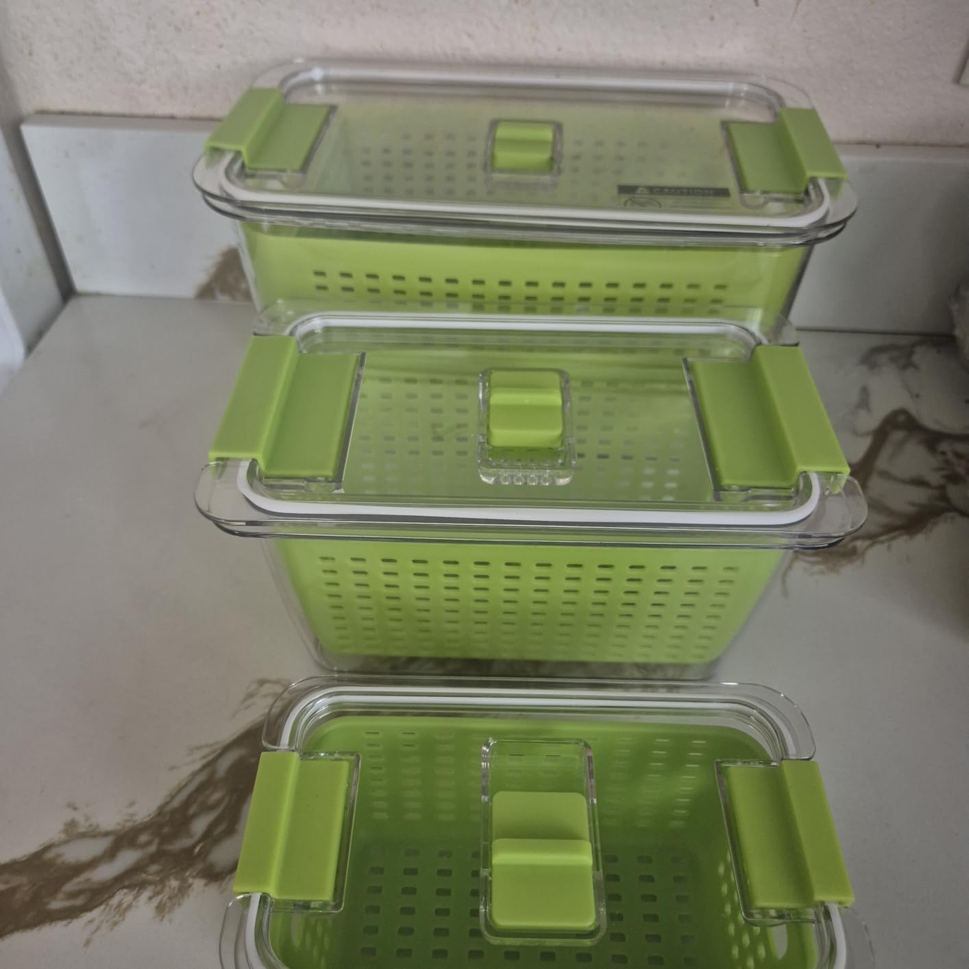 LUXEAR Fresh Container, 3PACK Produce Saver Container BPA Free Fridge Organizer for Vegetable Fruit and Salad Partitioned Food Storage Container with Vents Stay Fresh Containers Not Dishwashers Safe customer photo 2