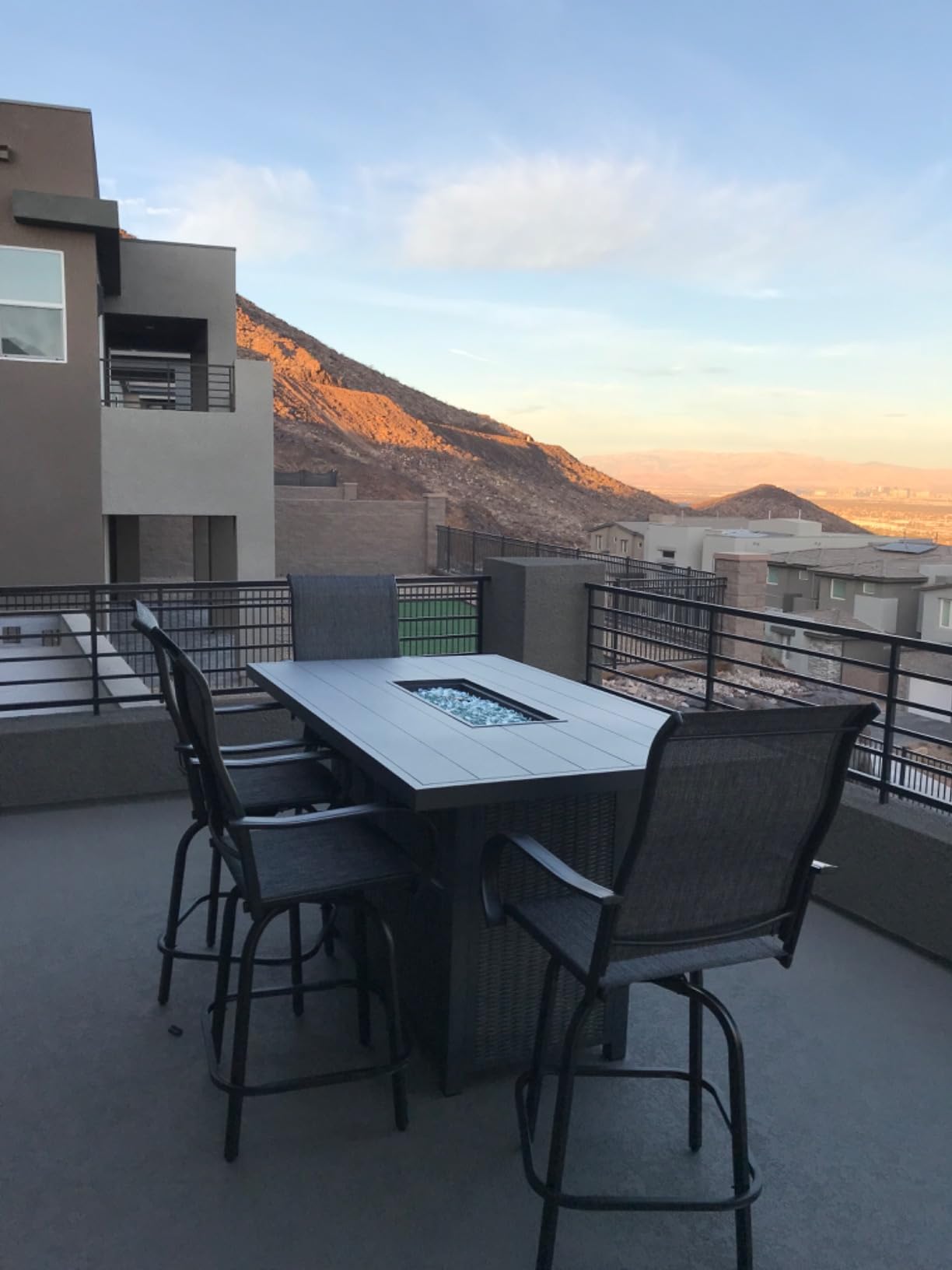 Signature Design by Ashley Paradise Trail Outdoor Round Wicker Patio Fire Pit Table, Brown customer photo 2