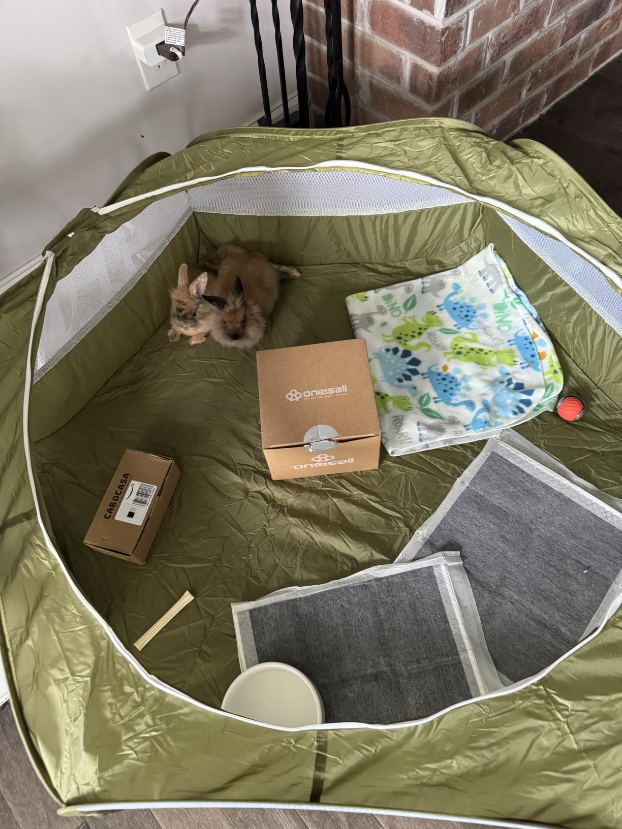 Pawaboo Small Animal Playpen with Zippered Cover,Green customer photo 2