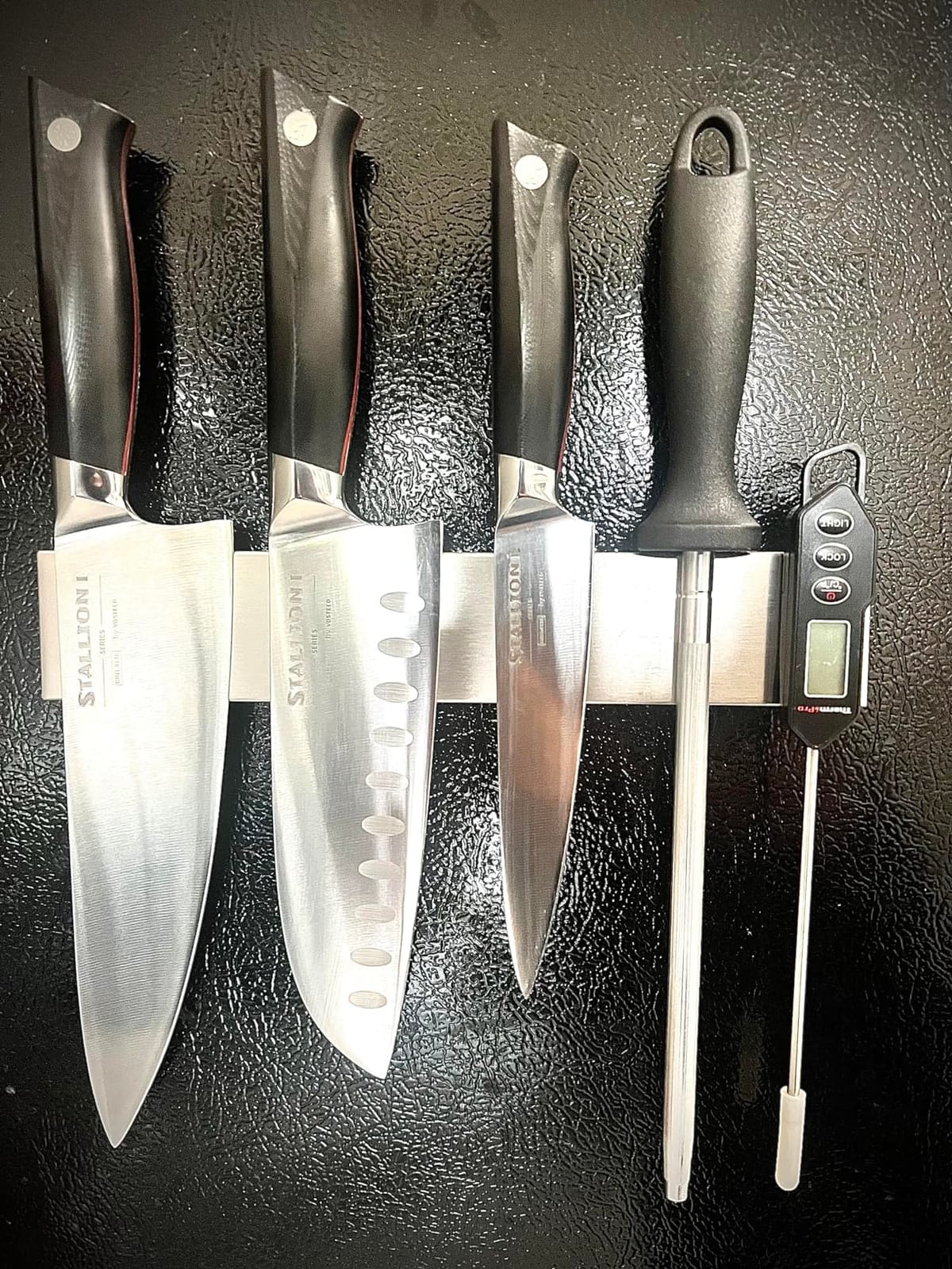 Modern Innovations 10 Inch Magnetic Knife Holder for Refrigerator, Magnetic Knife Holders for Fridge or Kitchen Wall No Drilling, Magnet Strips for Knives & Metal Utensils, Tool Rack, Stainless Steel customer photo 2