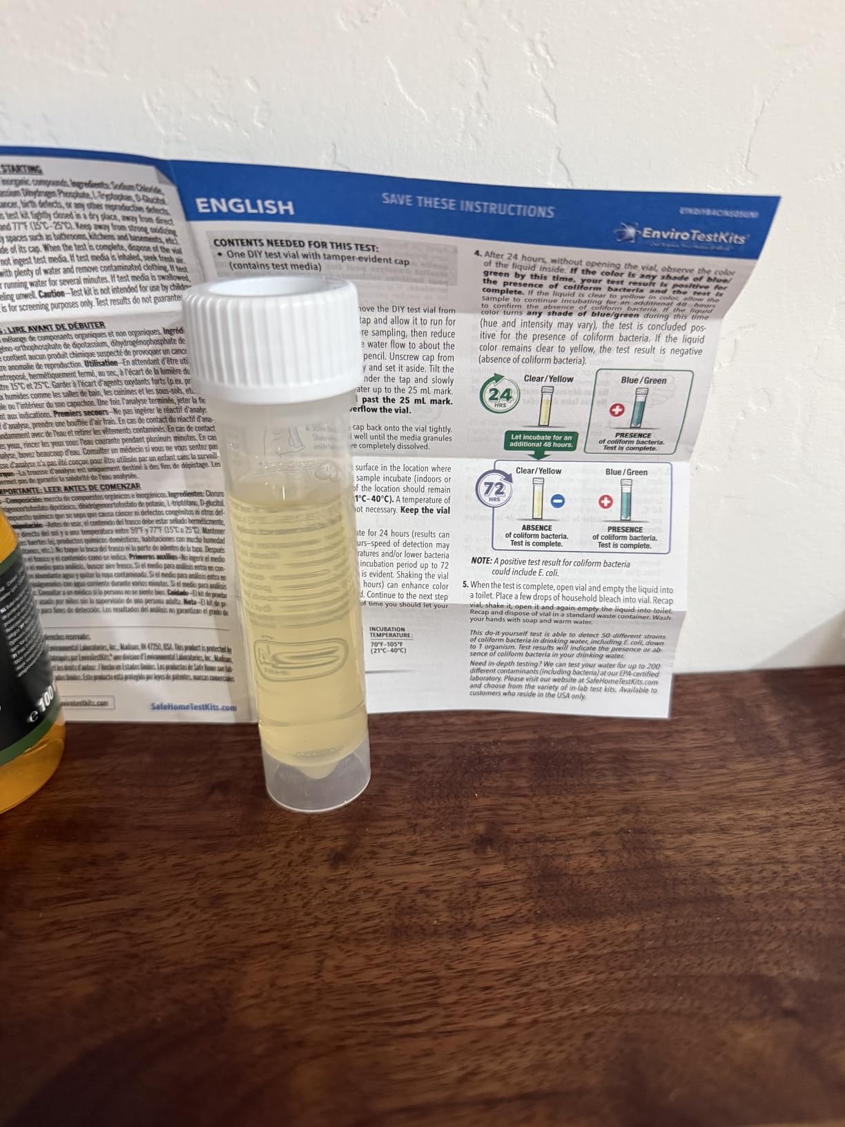 Safe Home DIY Bacteria in Water Test Kit - Results as Fast as 6 Hours - Detects 50 Different Species of Coliform Bacteria - EPA Lab Certified - Made in the USA customer photo 2