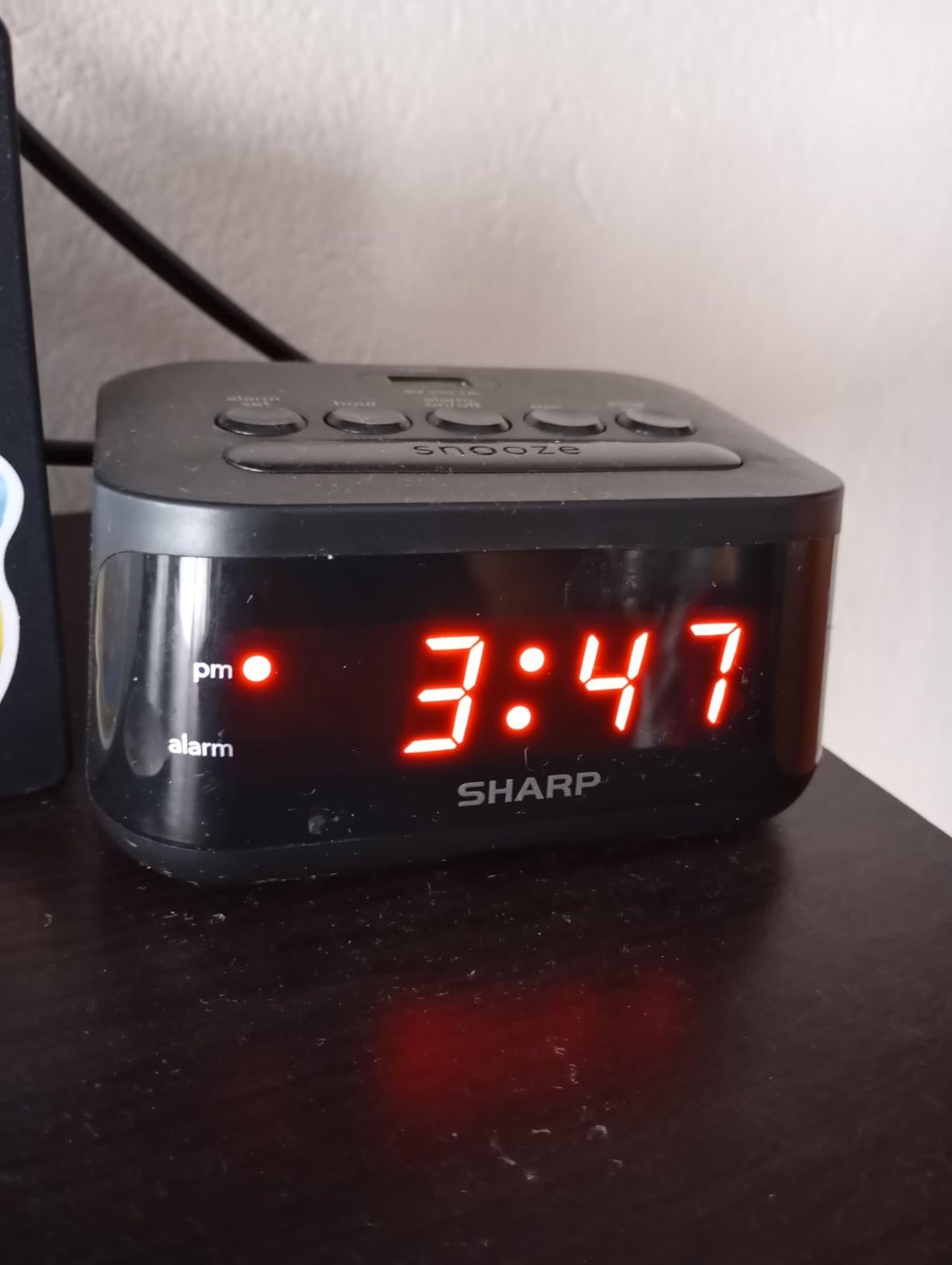Sharp Digital Alarm Clock for Heavy Sleepers, Dual Alarm, Red LED, Black customer photo 1