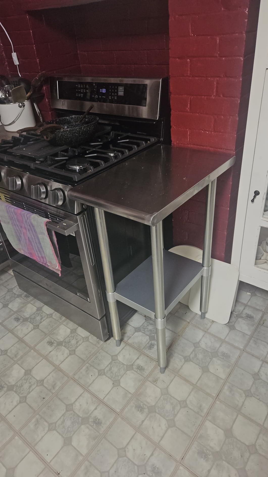 Hally Stainless Steel Table for Prep & Work 24 x 60 Inches NSF Commercial | Metal Heavy Duty Workbench, Adjustment Undershelf, for Kitchen, Restaurant, Home, Hotel, Garage, Pizza Oven, Galvanized Legs customer photo 2