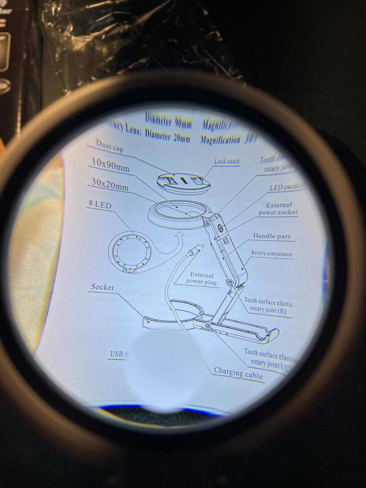Magnifying Glass with Light and Stand, 3.55 Inch Large Lens with Lightweight Foldable Arm, Illuminated Magnifier with LED & Adjustable Brightness for Seniors Reading, Close Work, Coins, Jewelry customer photo 1