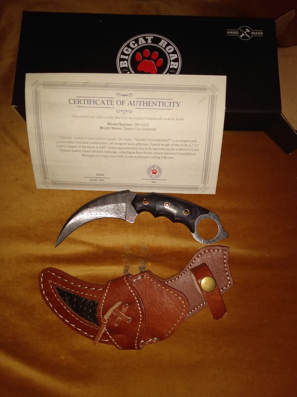 Handmade Damascus Karambit Knife Curved Full Tang 7,5
