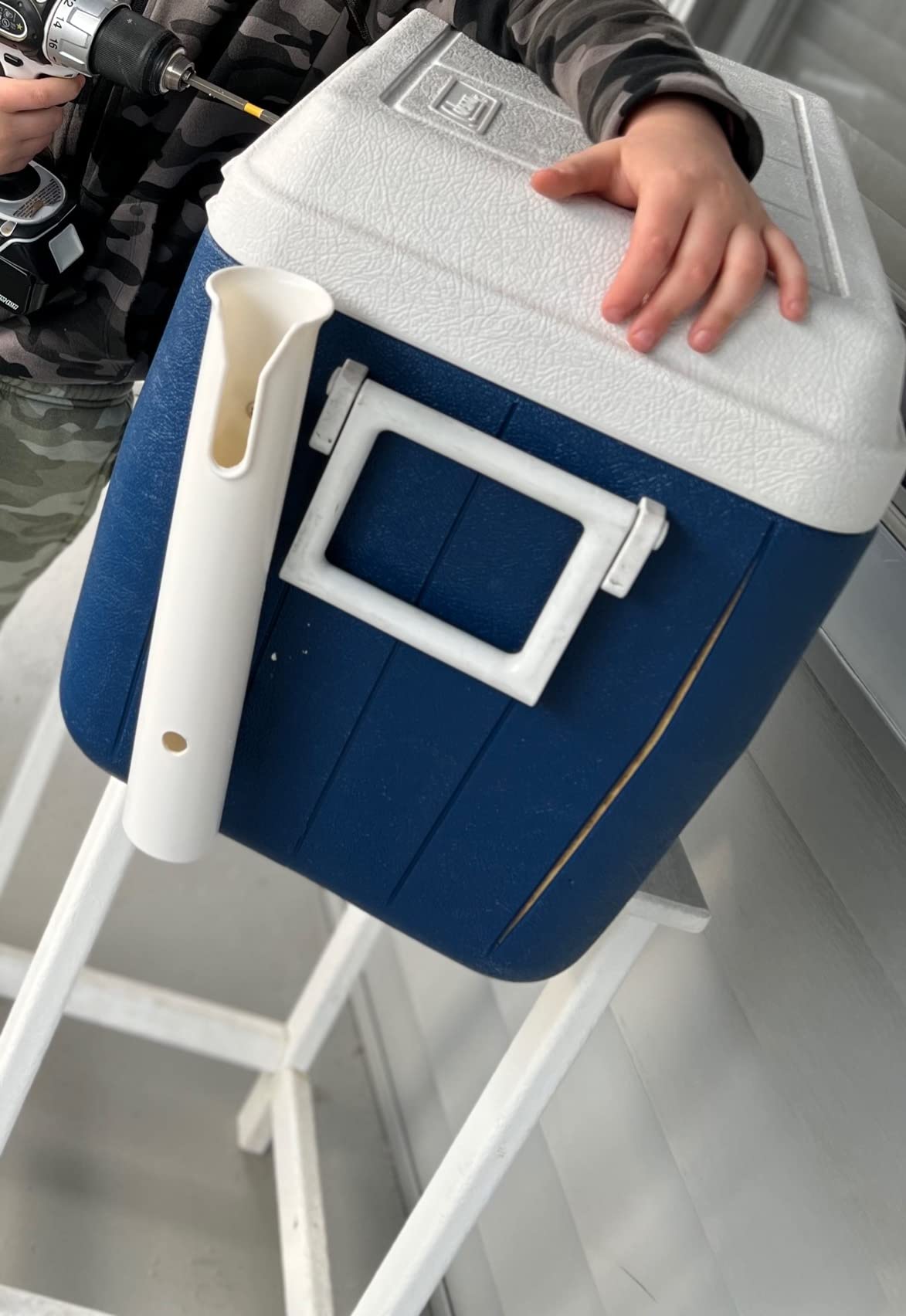 ISURE MARINE Fishing Rod Holder Bracket Wall Mounted Boat Side Mount Tool Holder Tube Links with Screws 2/3/4/6 Pole Tube (White/Black) customer photo 1
