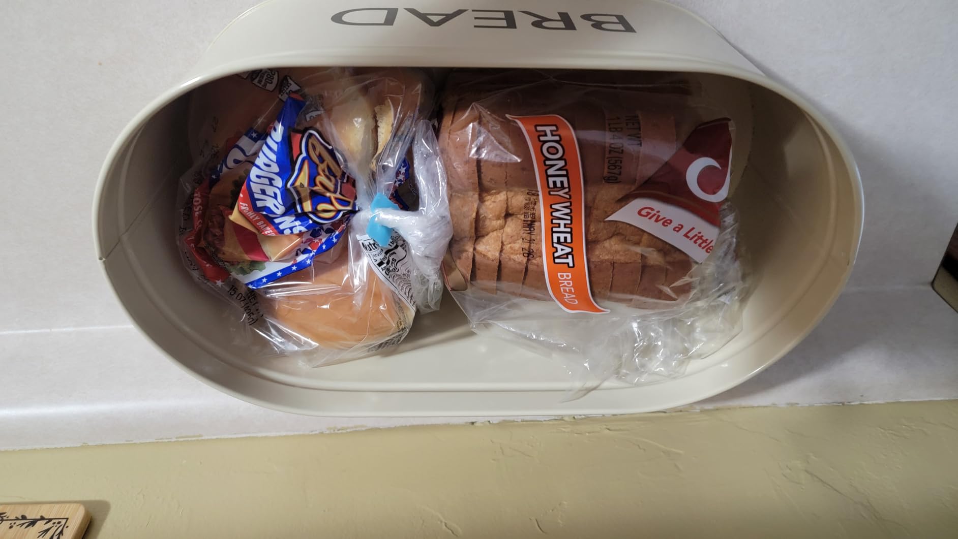 Modern Metal Bread Box with Bamboo Cutting Board Lid customer photo 1