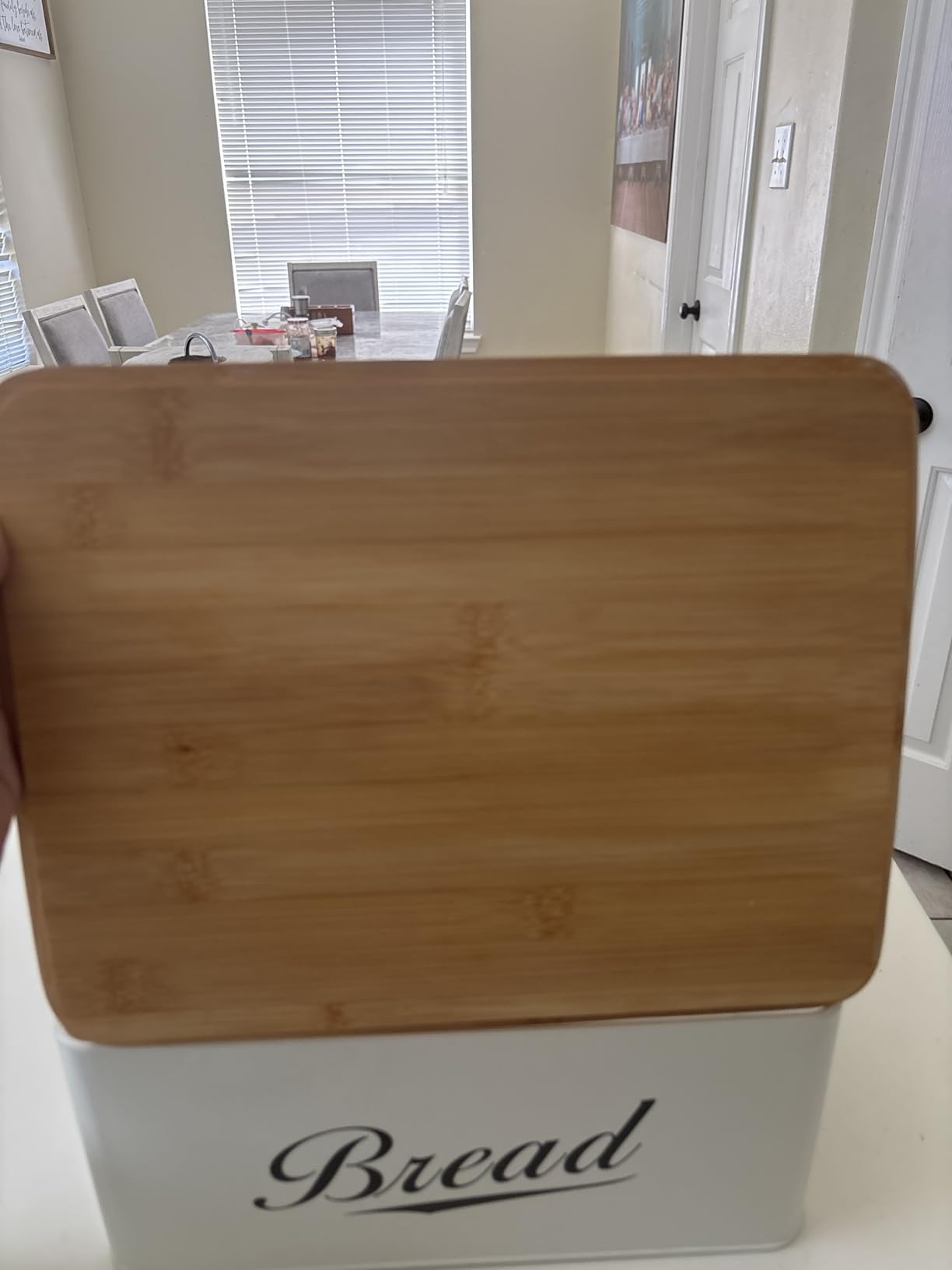 Modern Metal Bread Box with Bamboo Cutting Board Lid customer photo 2
