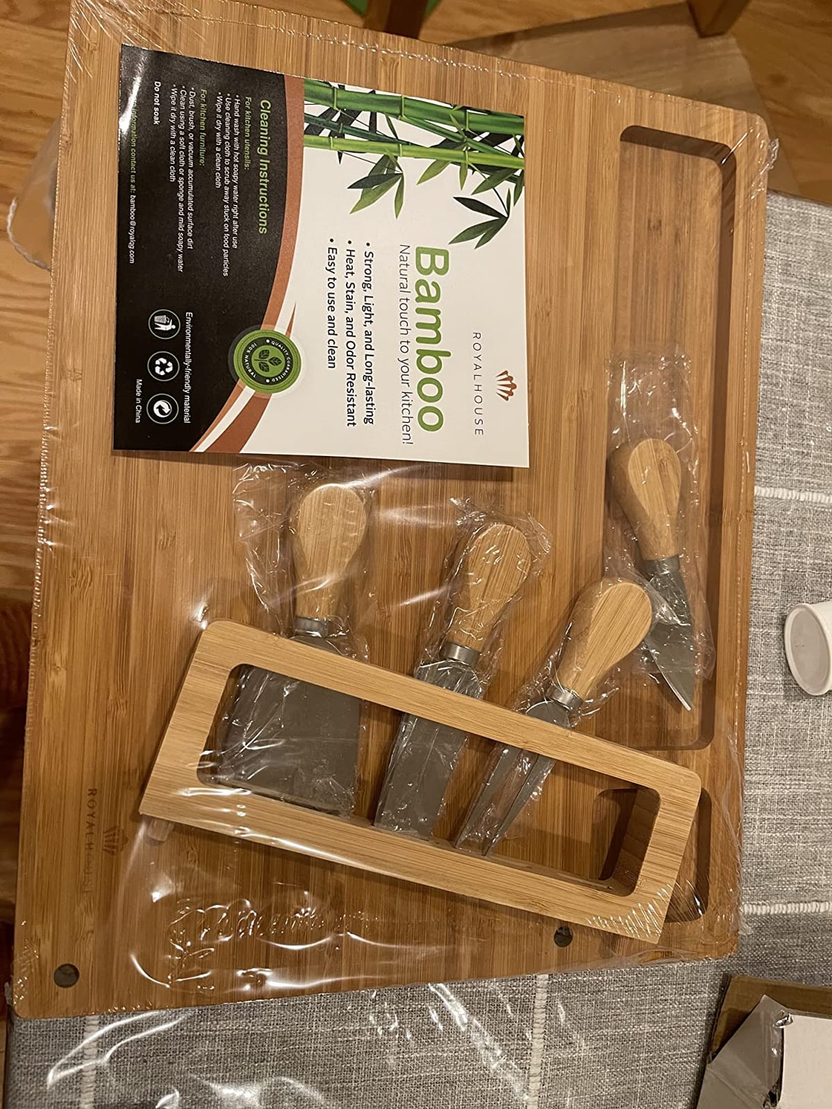 Bamboo Cheese Board and Knife Set with Slide-Out Cutlery Drawer customer photo 2