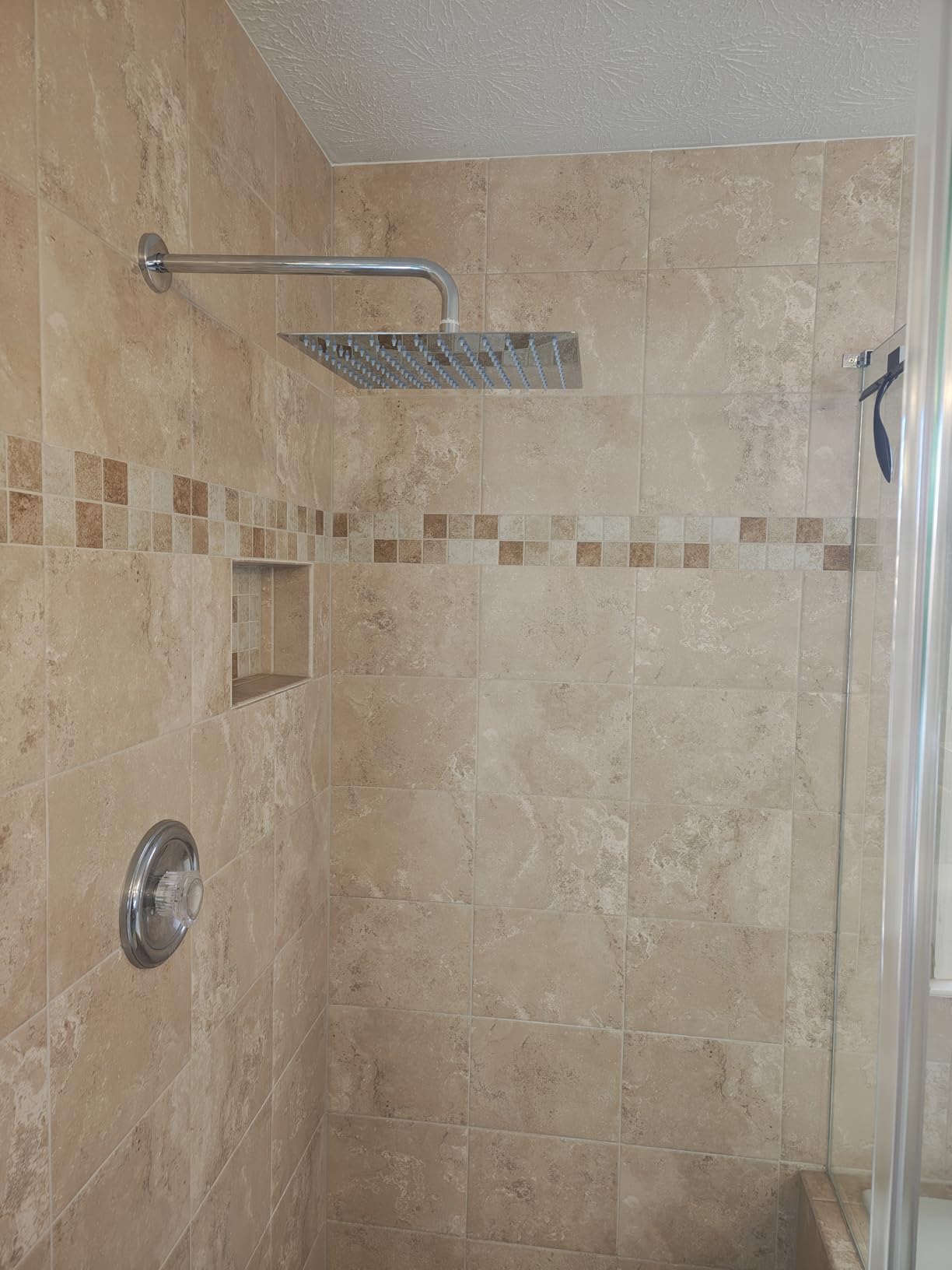 Voolan Rain Shower Head - High Flow Large Rainfall Shower Heads Made of Stainless Steel - Waterfall Bathroom Square Showerhead - Ceiling or Wall Mount (12