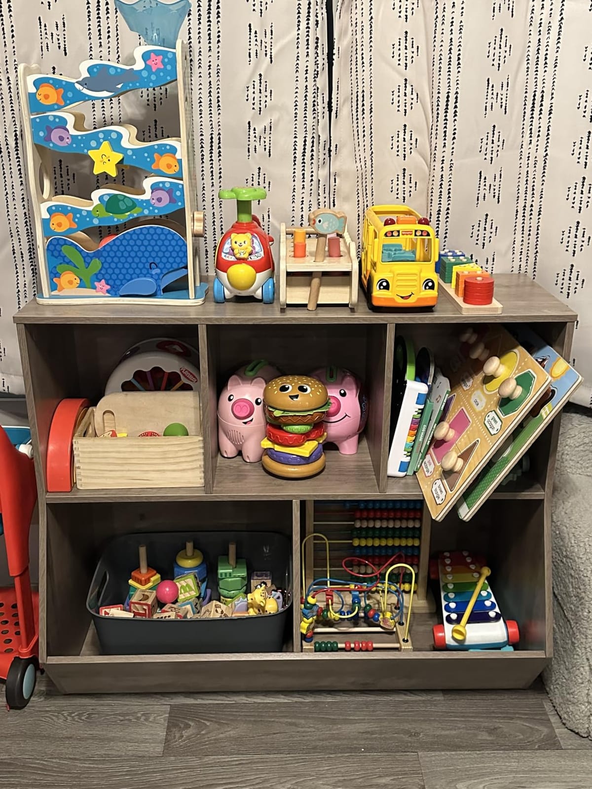 HOOBRO Kids Bookshelf, Bookcase Footboard, Toy Storage Cubby, Children's Toy Shelf, 35.4