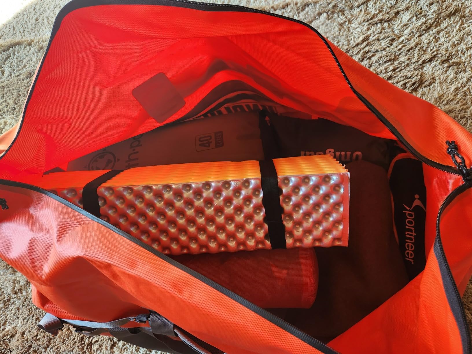 UNPLUG Ultimate Adventure | 1680D Heavy Duty Waterproof Bag | Large Travel Bag which can be Used for Camping, Motorcycling, Boating, or Hunting|110L Adventure Orange customer photo 1
