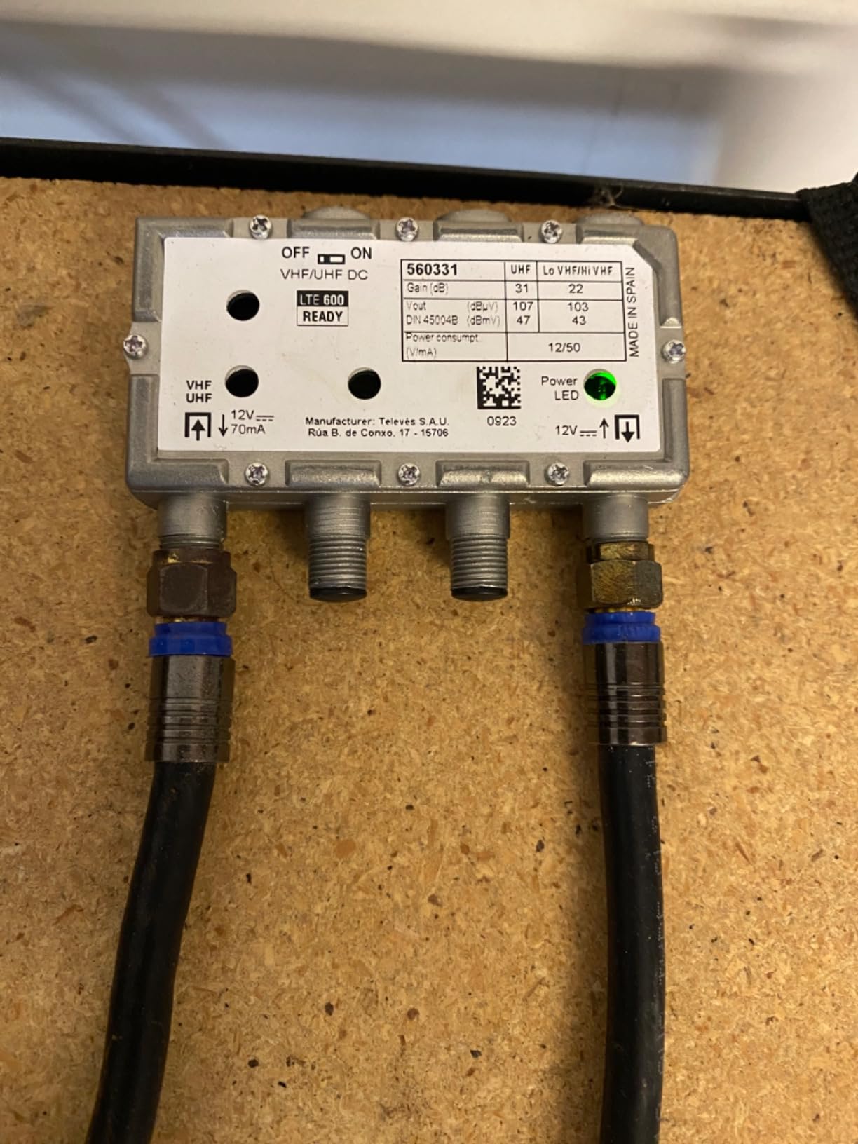 Televes 560383 TForce Mast Preamplifier – Single Input, Automatic Gain Control, Full Band VHF/UHF, Built-in 5G/FM Filtering, Works with Any Antenna, Made in Spain customer photo 2