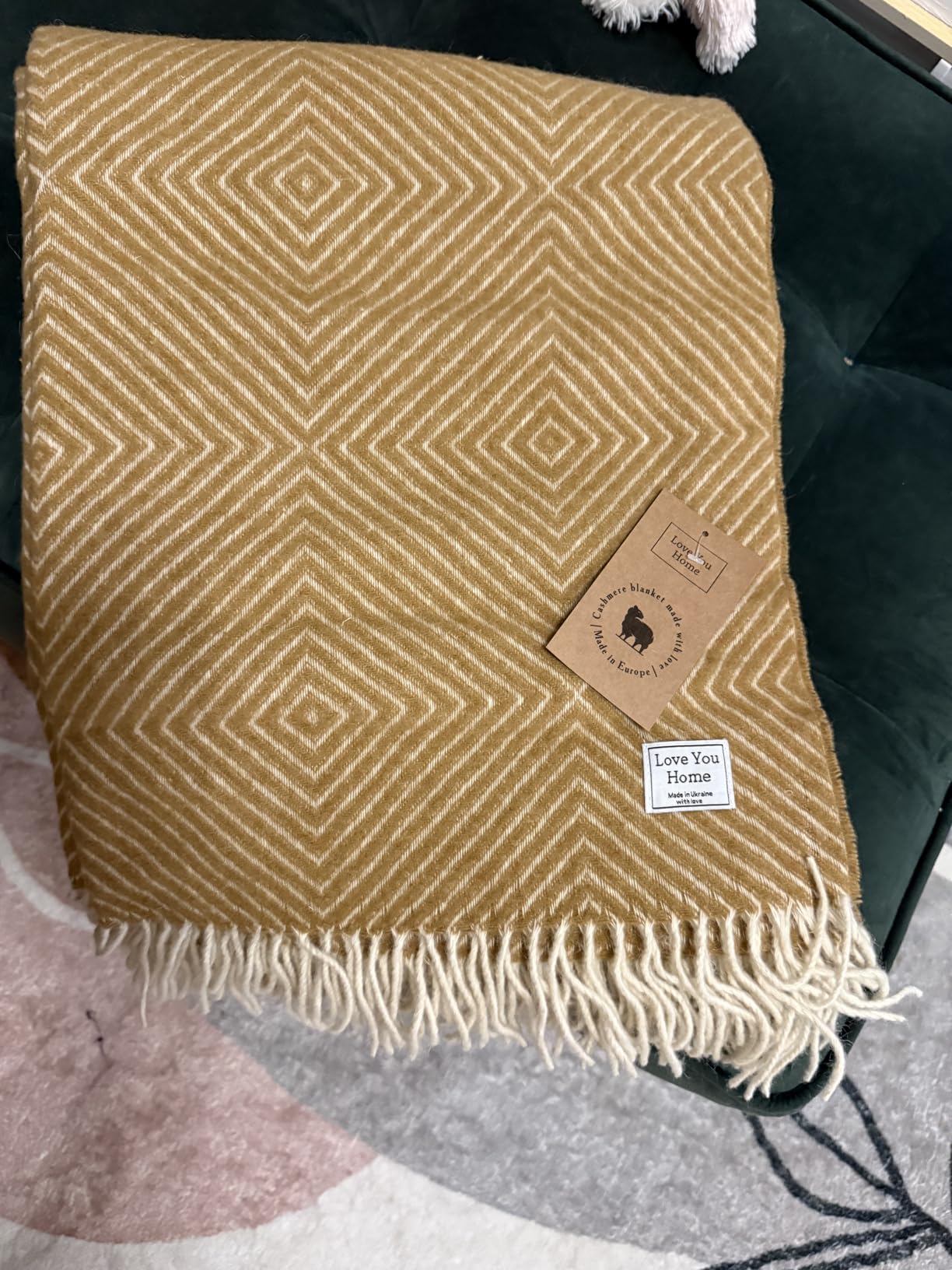 LYHome Merino Wool Blanket, Warm & Soft Throw for Bed & Couch, 55 x 79 in customer photo 2