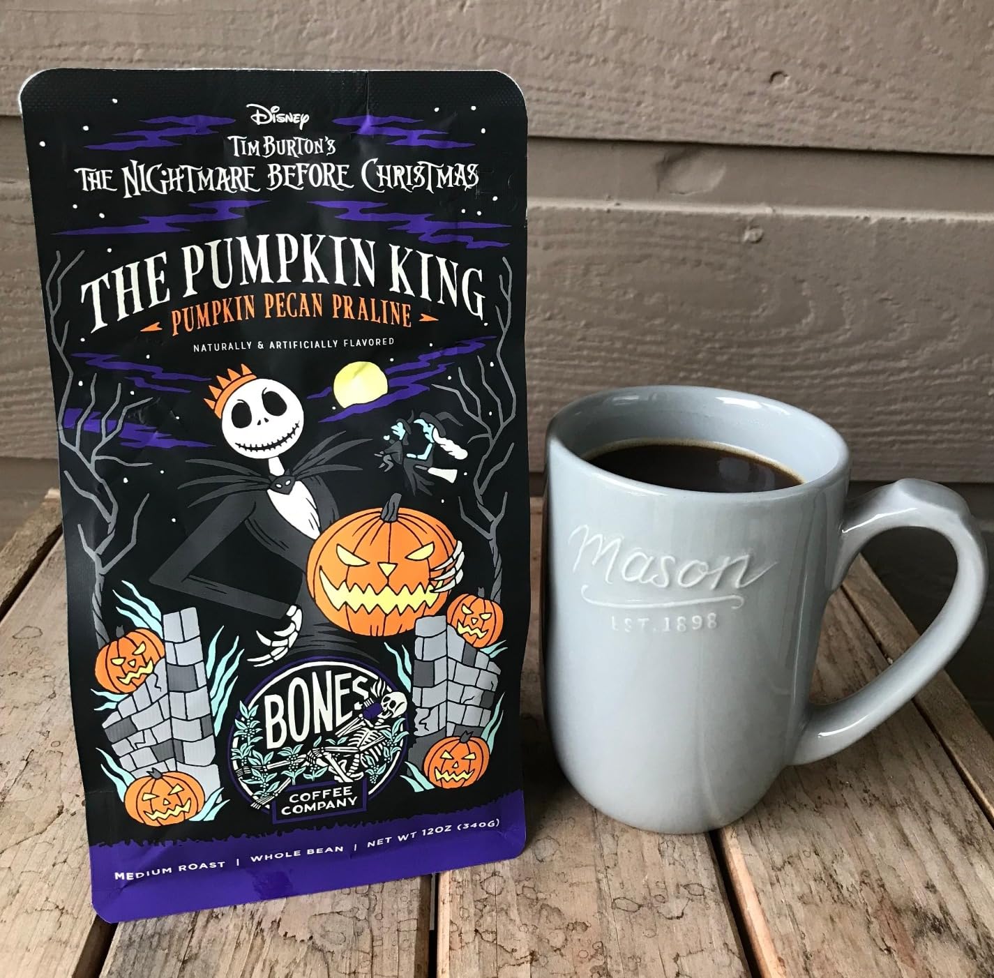 Bones Coffee Company Salty Siren, Sea Salted Caramel Chocolate Flavored Coffee, Medium Roast Low Acid Arabica Beans Compatible with Auto drip and French Press Coffee Maker, 12 Oz Whole Bean customer photo 1